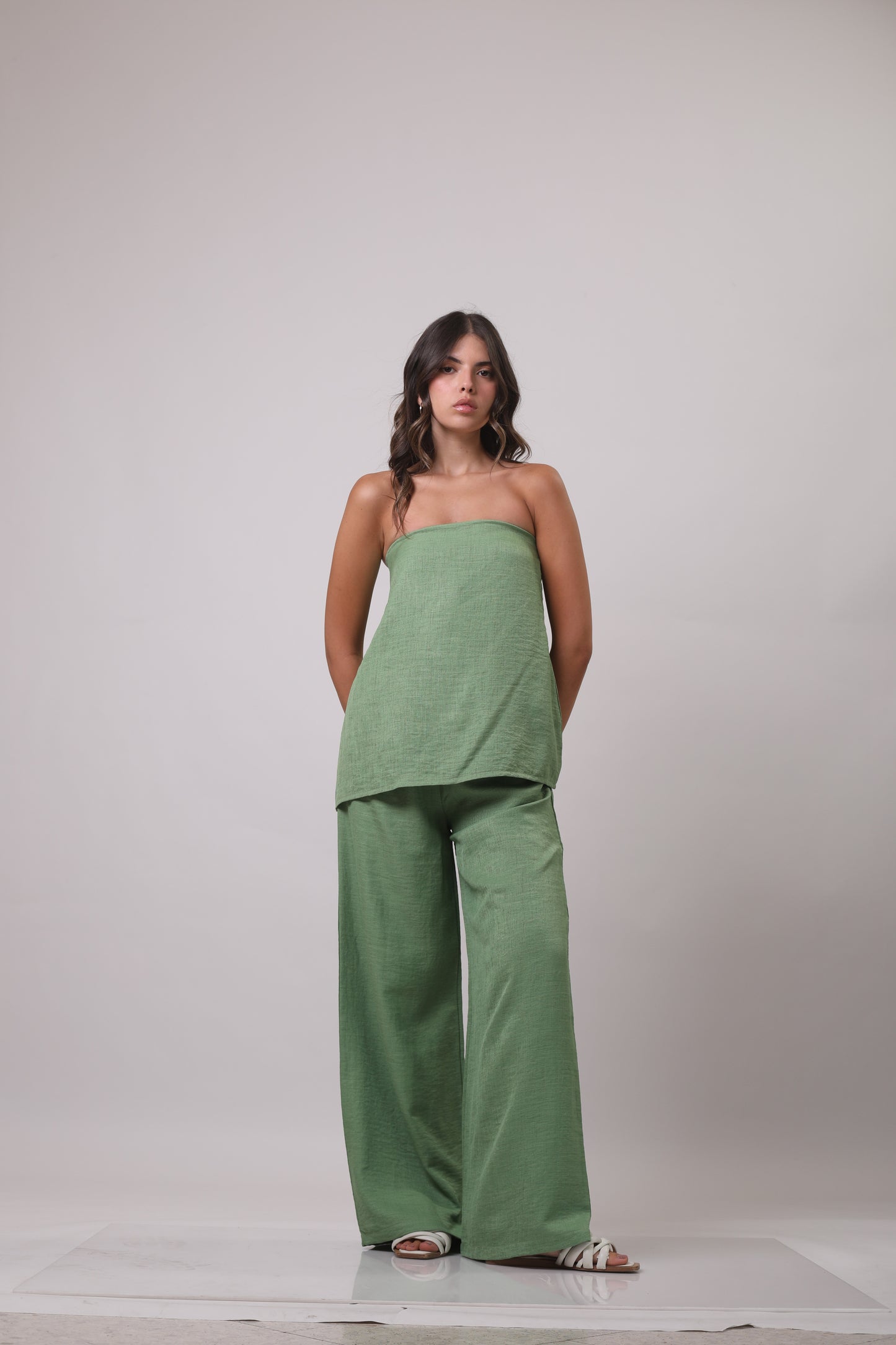 Strapless linen set
