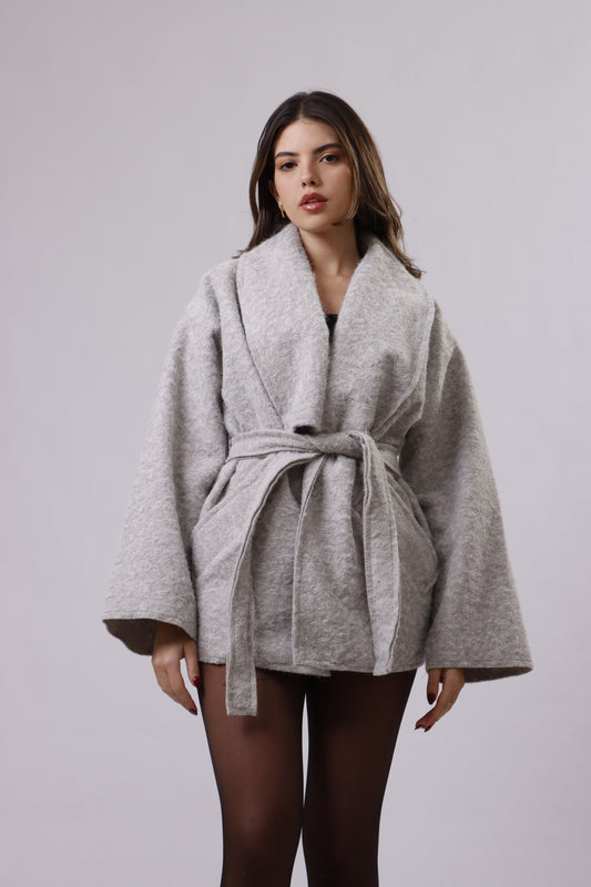 Wool jacket with belt