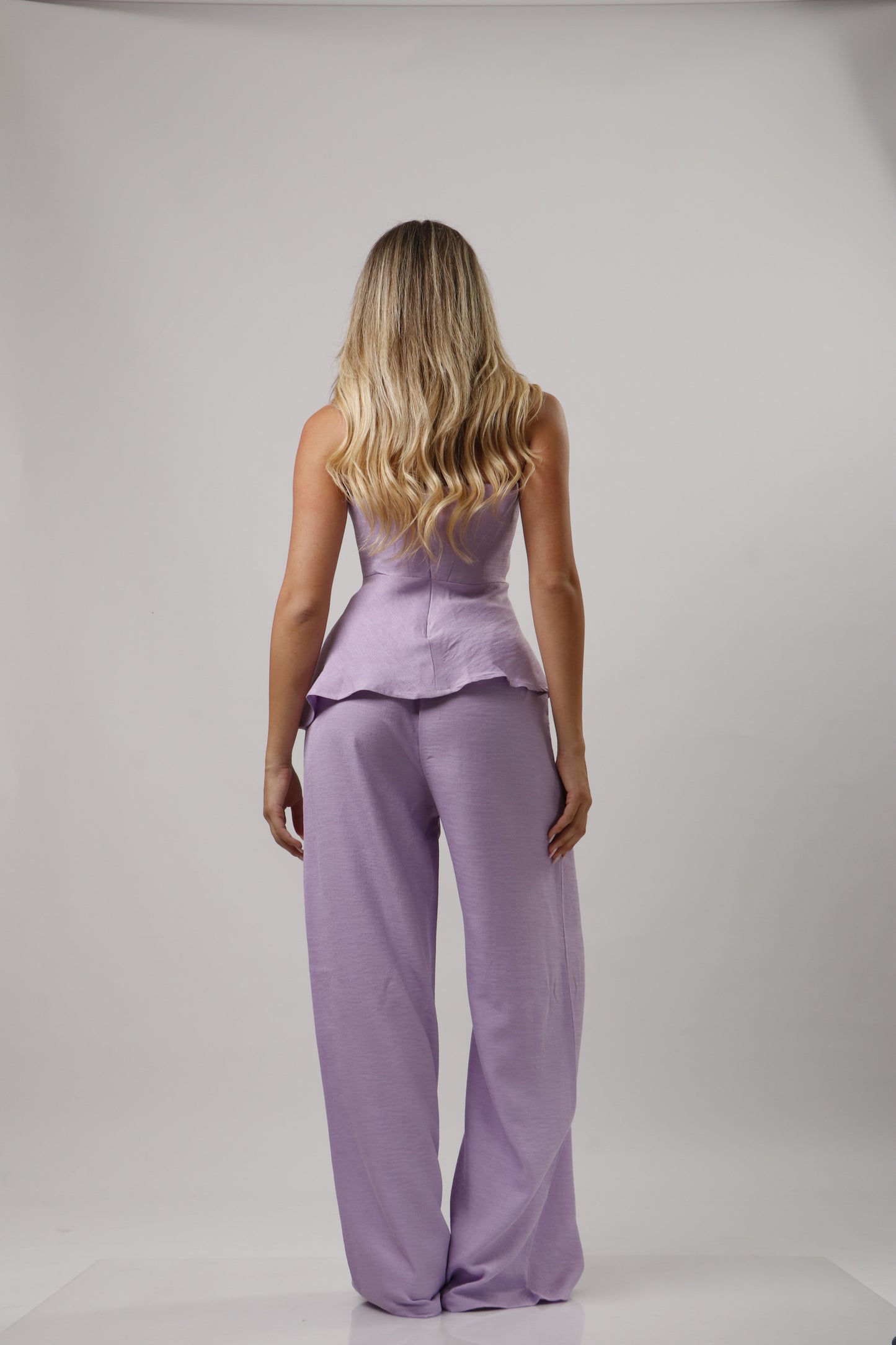 Strapless ruffle linen set