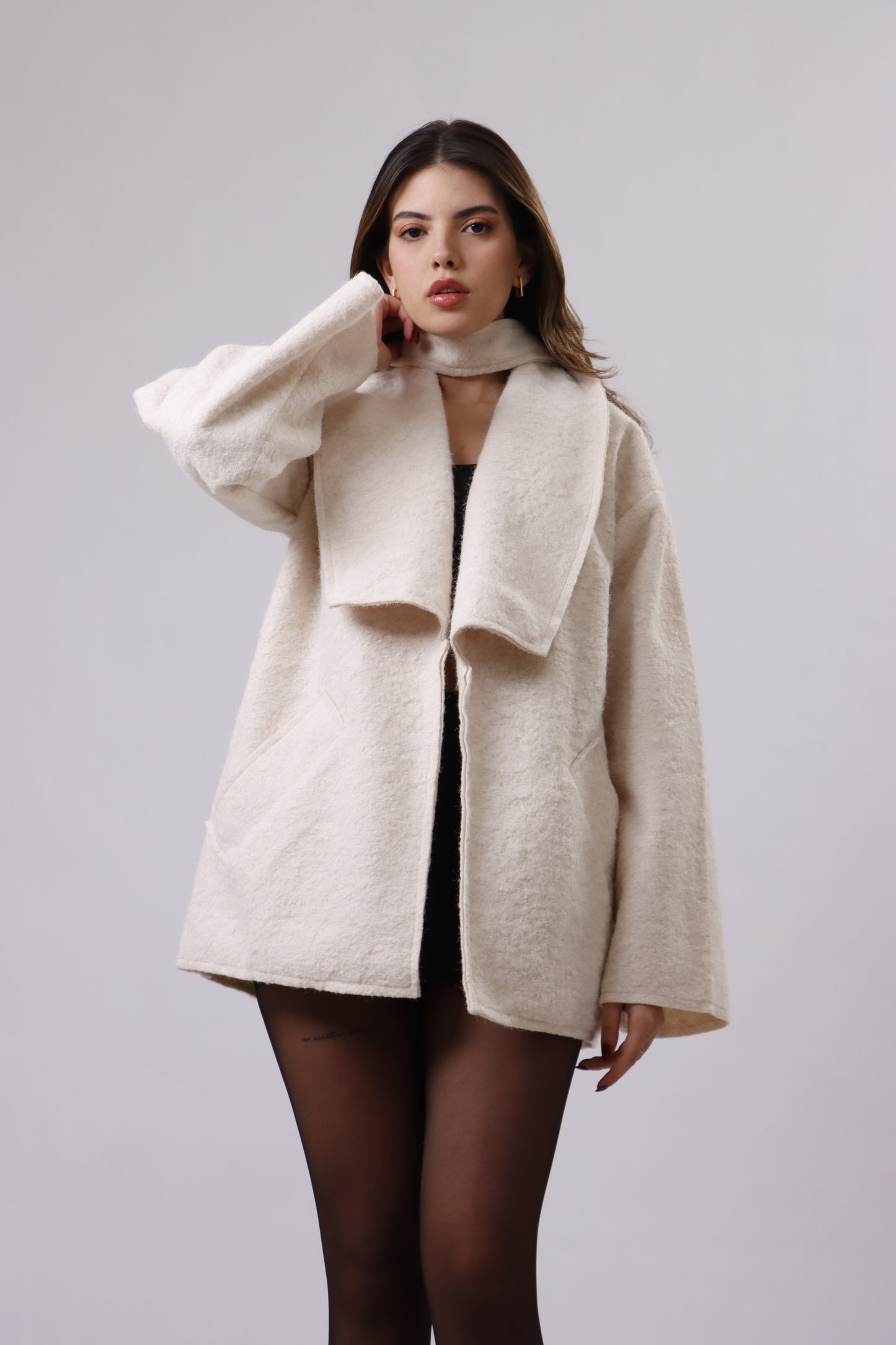Wool jacket with belt