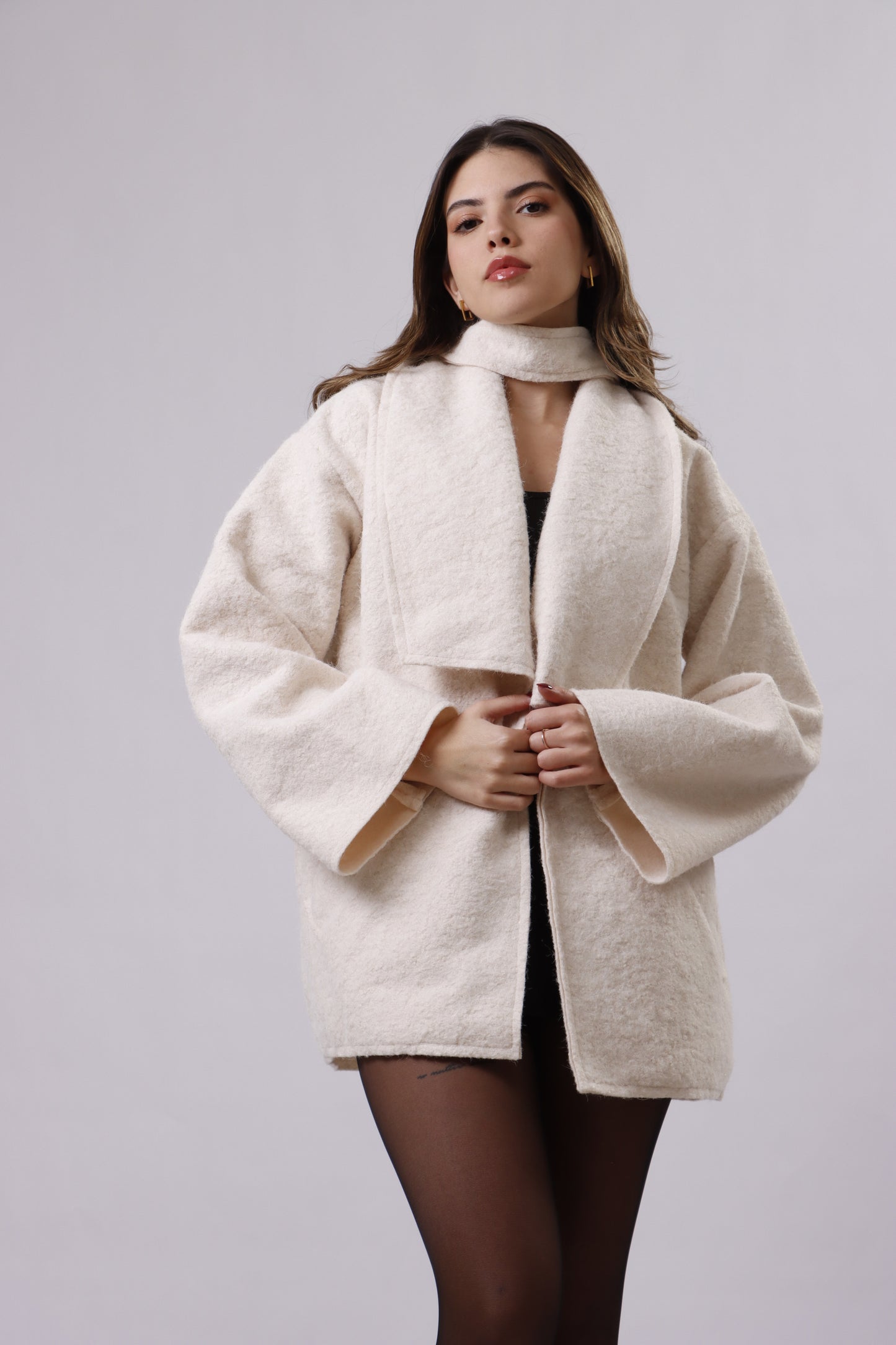 Wool jacket with belt