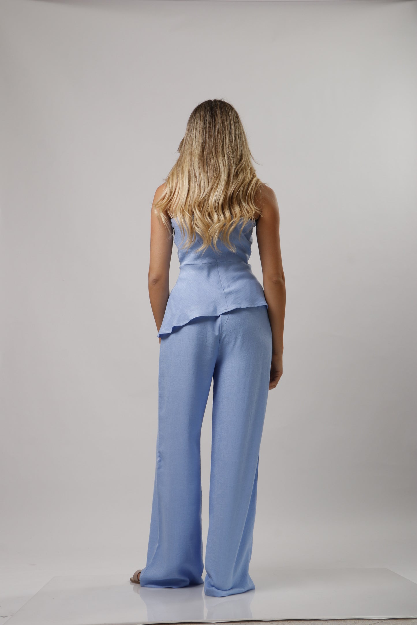 Strapless ruffle linen set