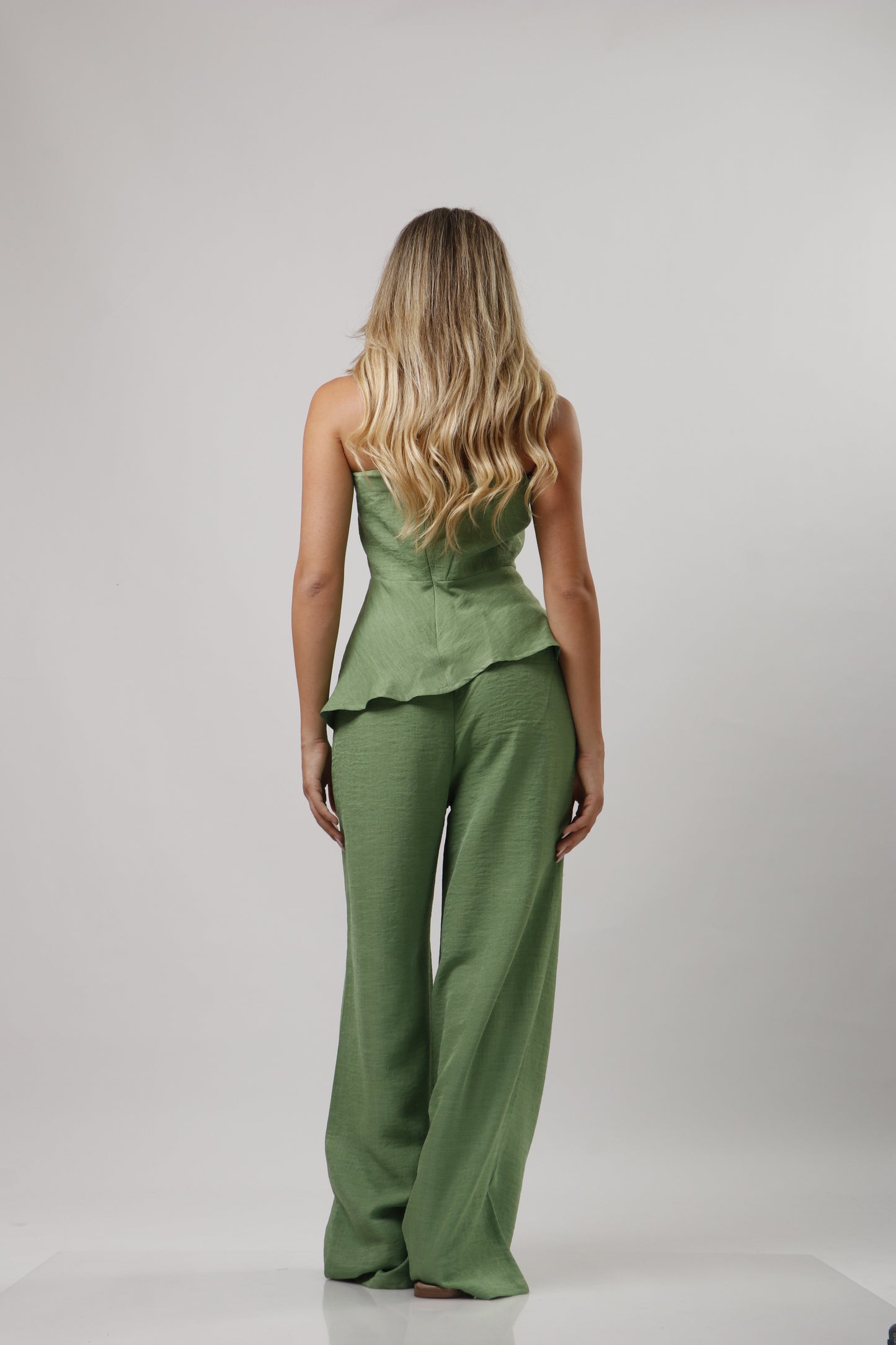 Strapless ruffle linen set