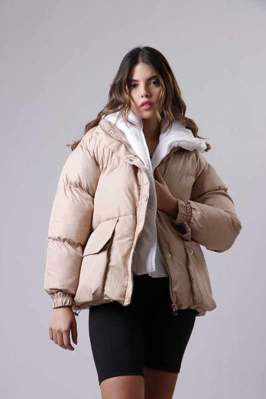 Sporty beige puffer jacket