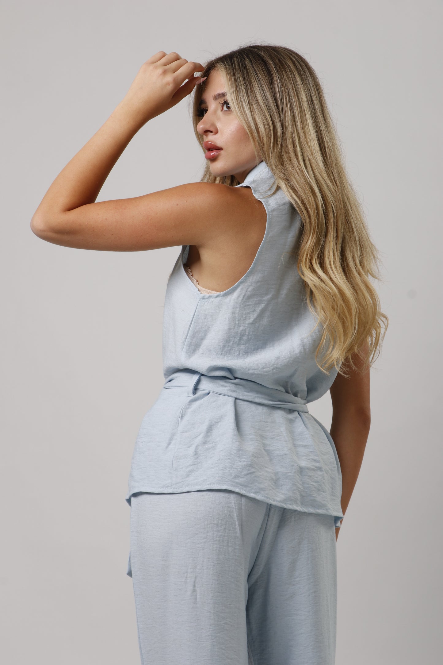 Linen set with belt
