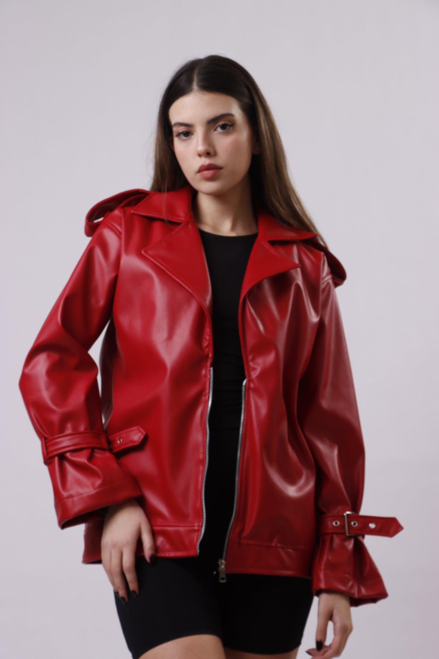 Jersey leather jacket