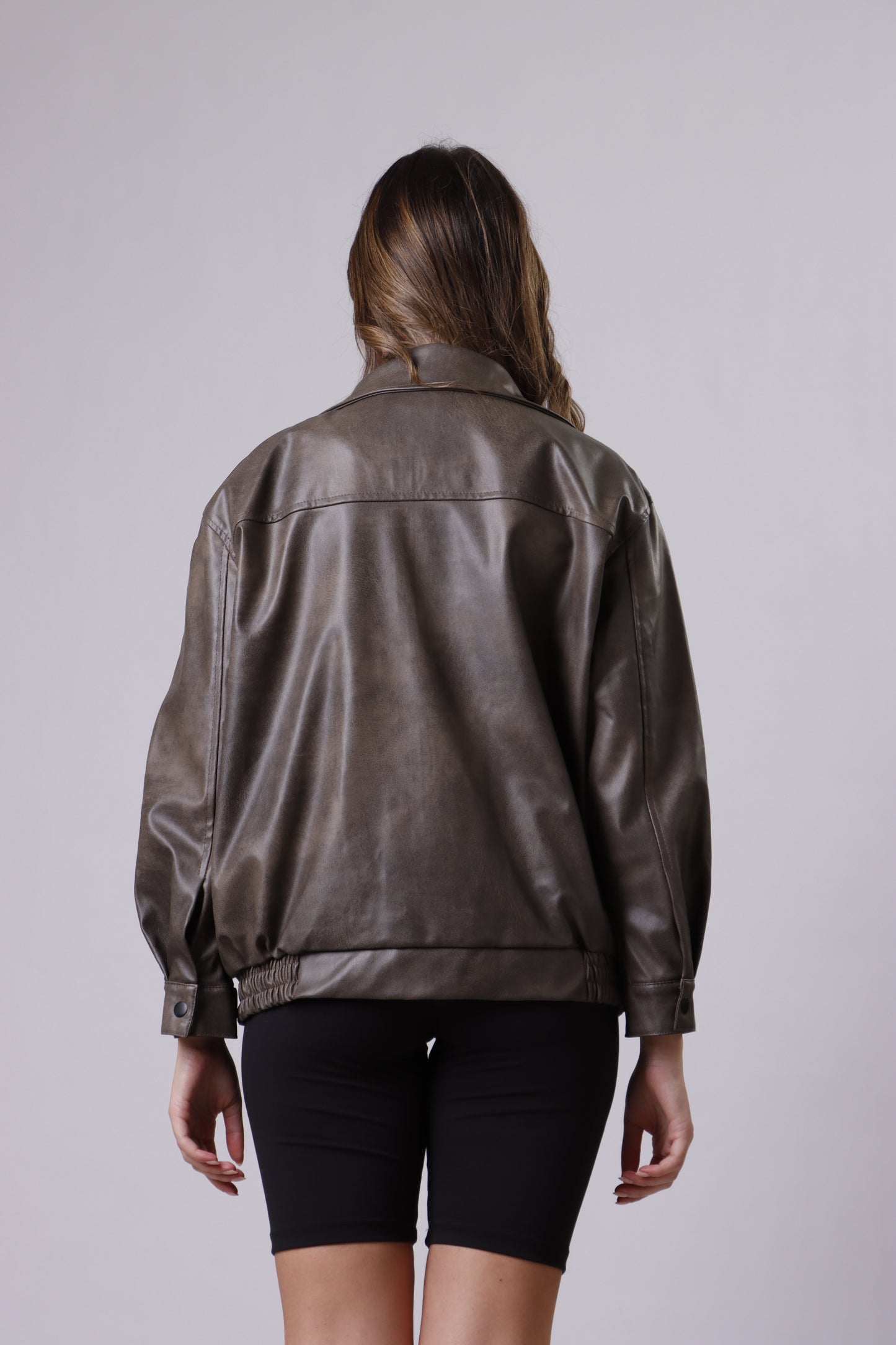 Washed leather jacket