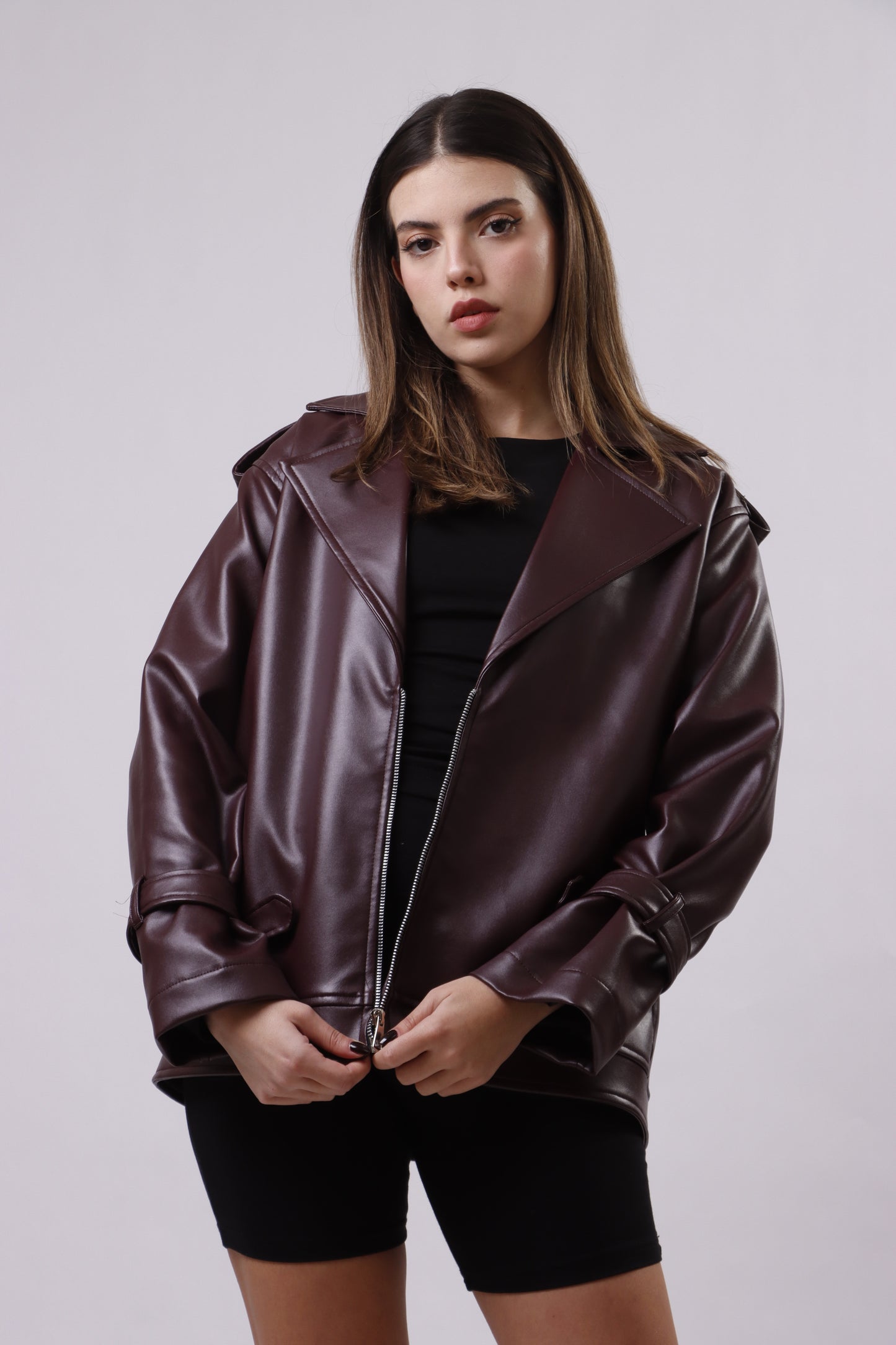 Jersey leather jacket