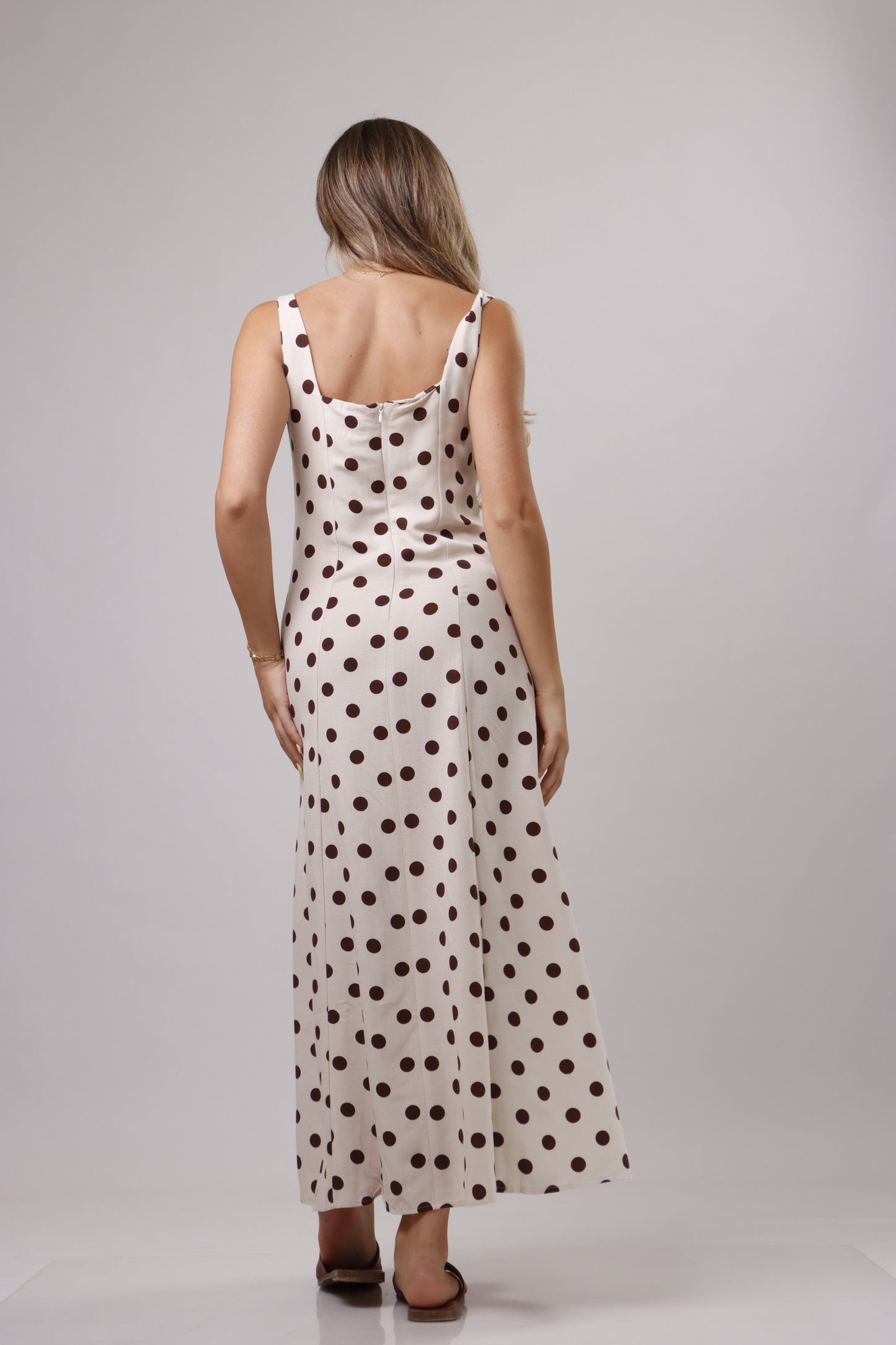 Polka dot dress with slit
