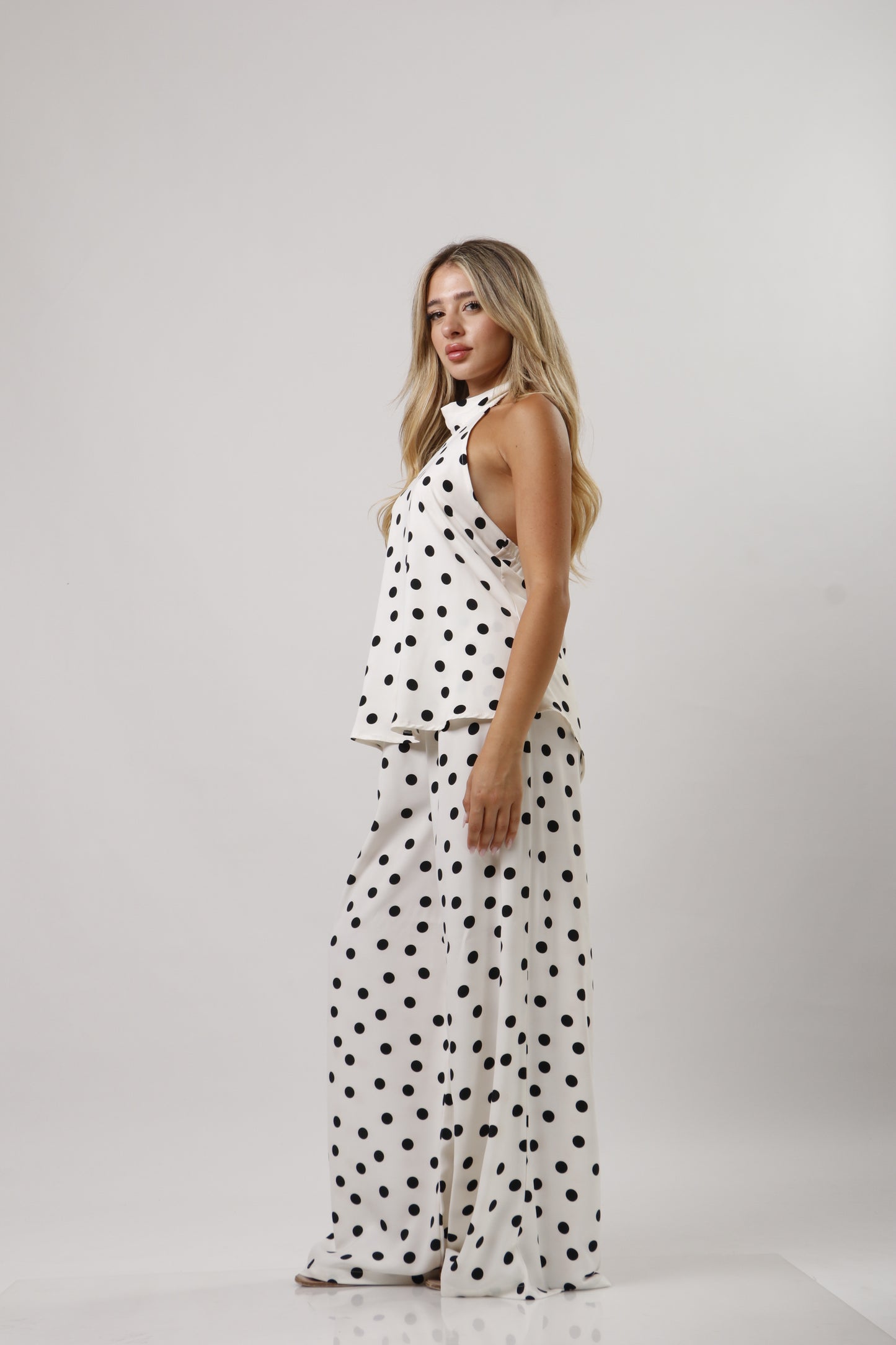 High neck polka dot set