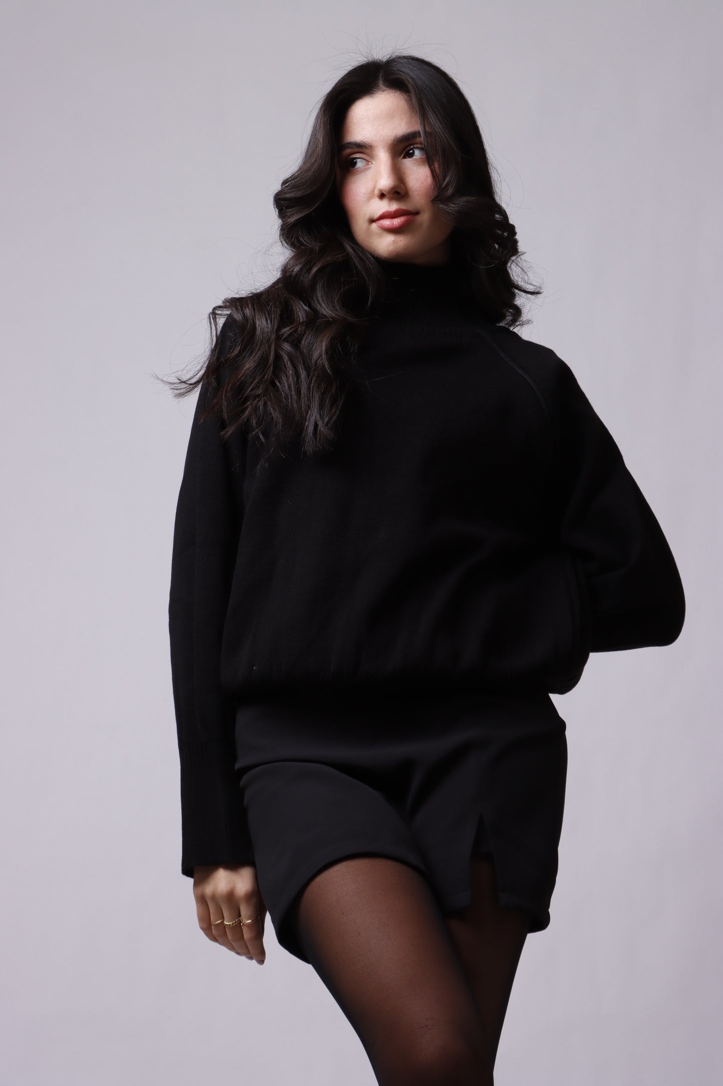 Wool top with side zipper