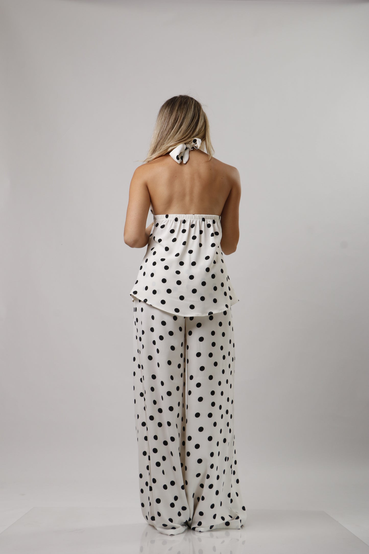 High neck polka dot set