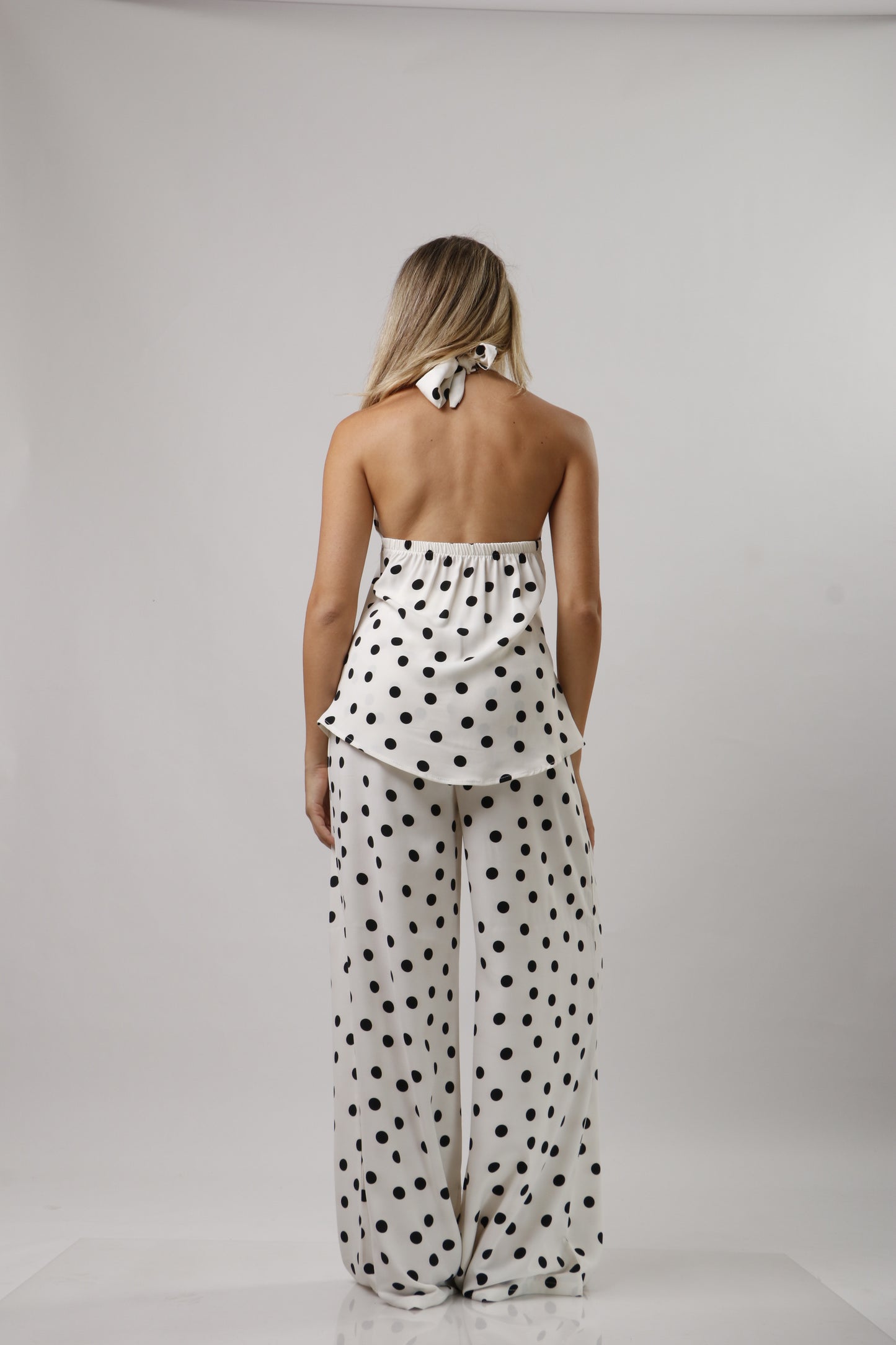 High neck polka dot set