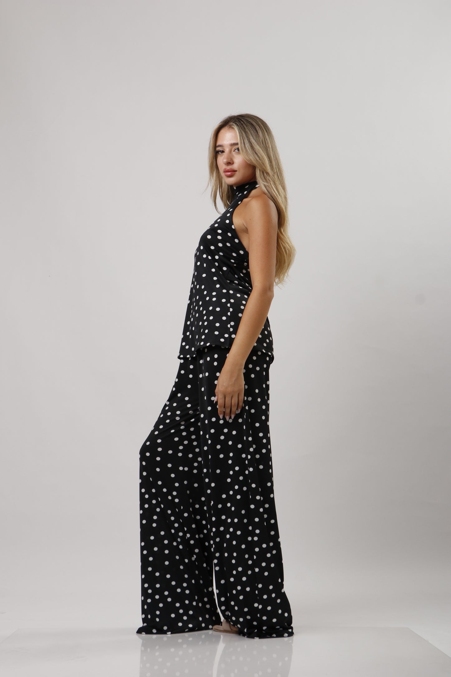 High neck polka dot set