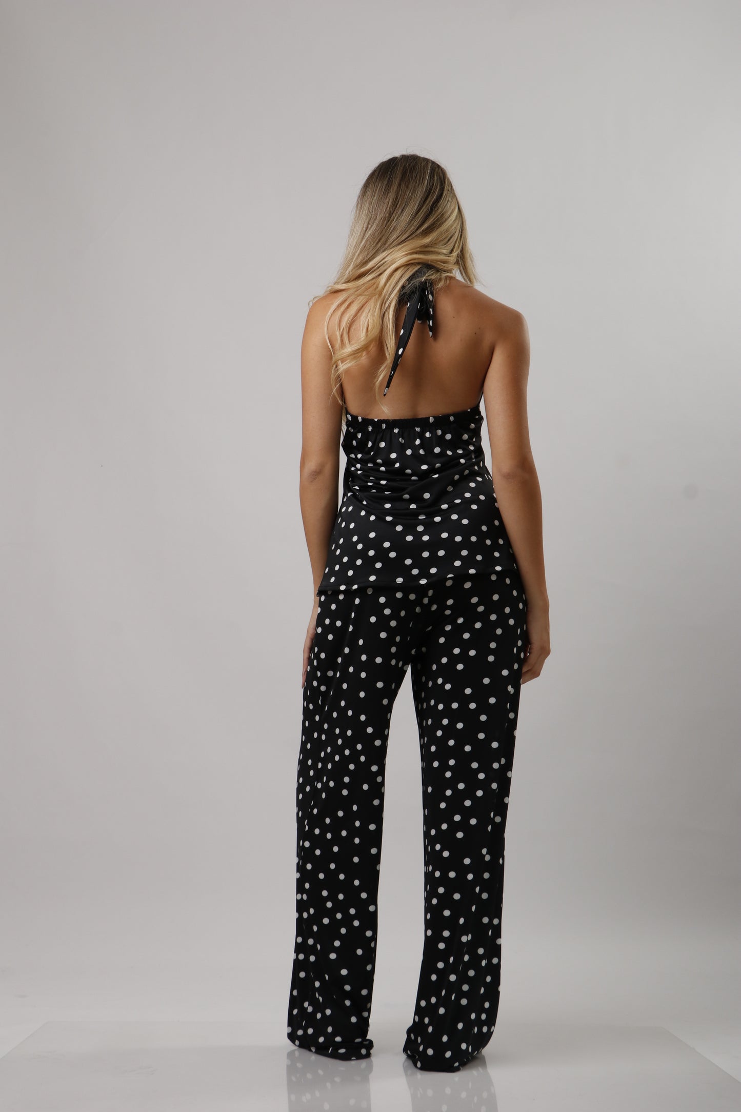 High neck polka dot set