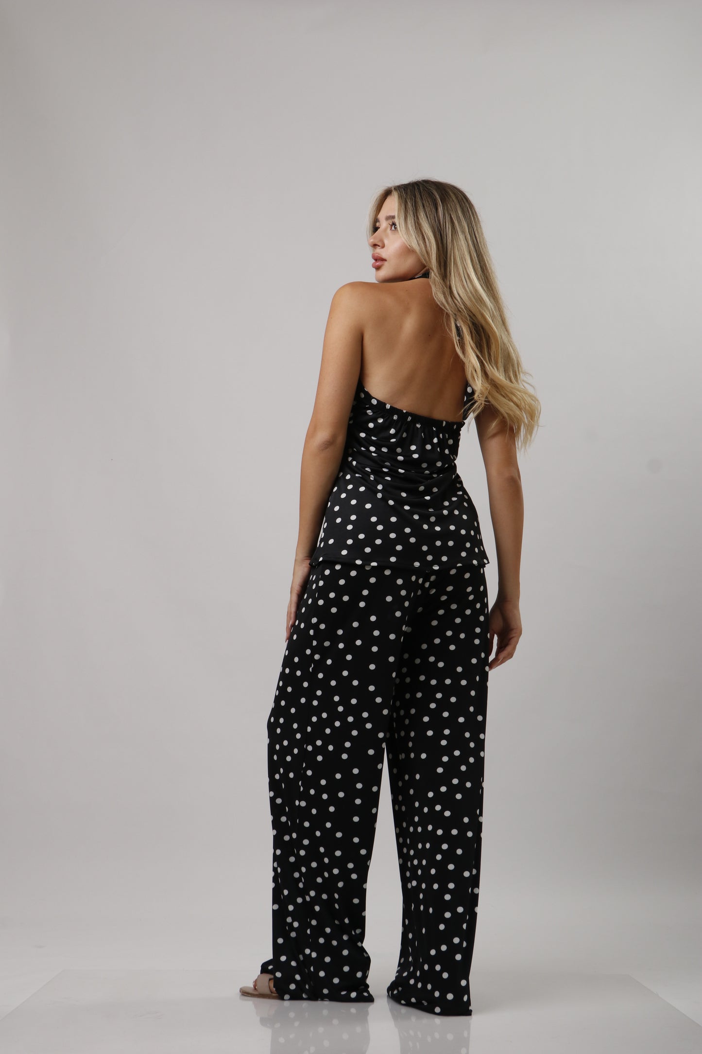 High neck polka dot set