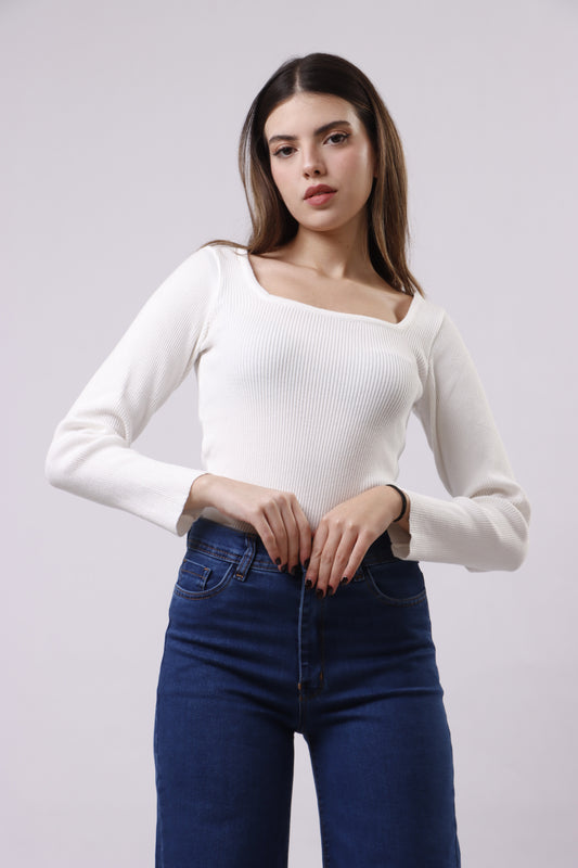 Square neck knit top