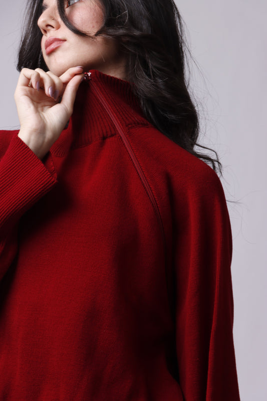 Wool top with side zipper