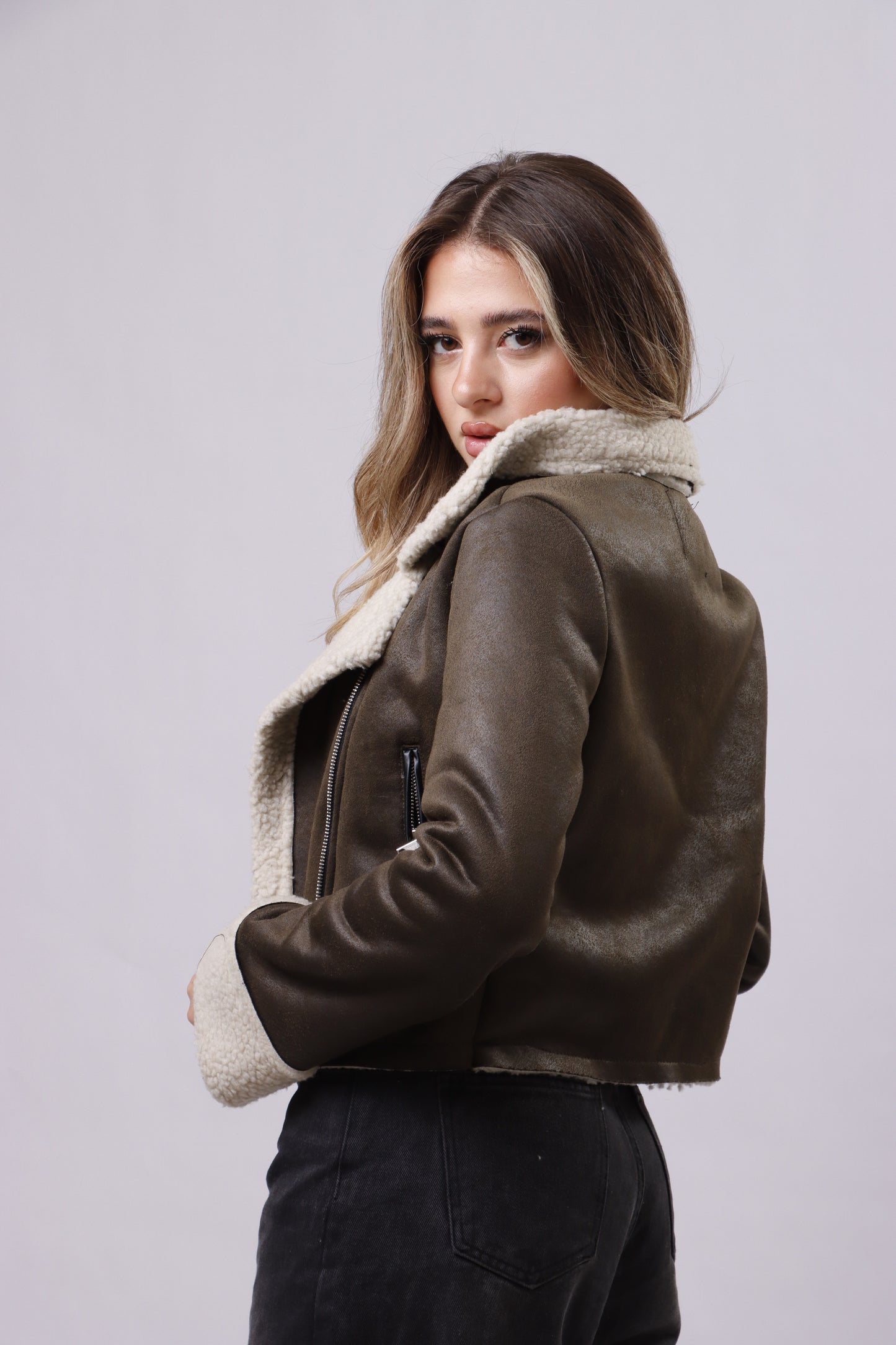 Double Faced Cropped Jacket
