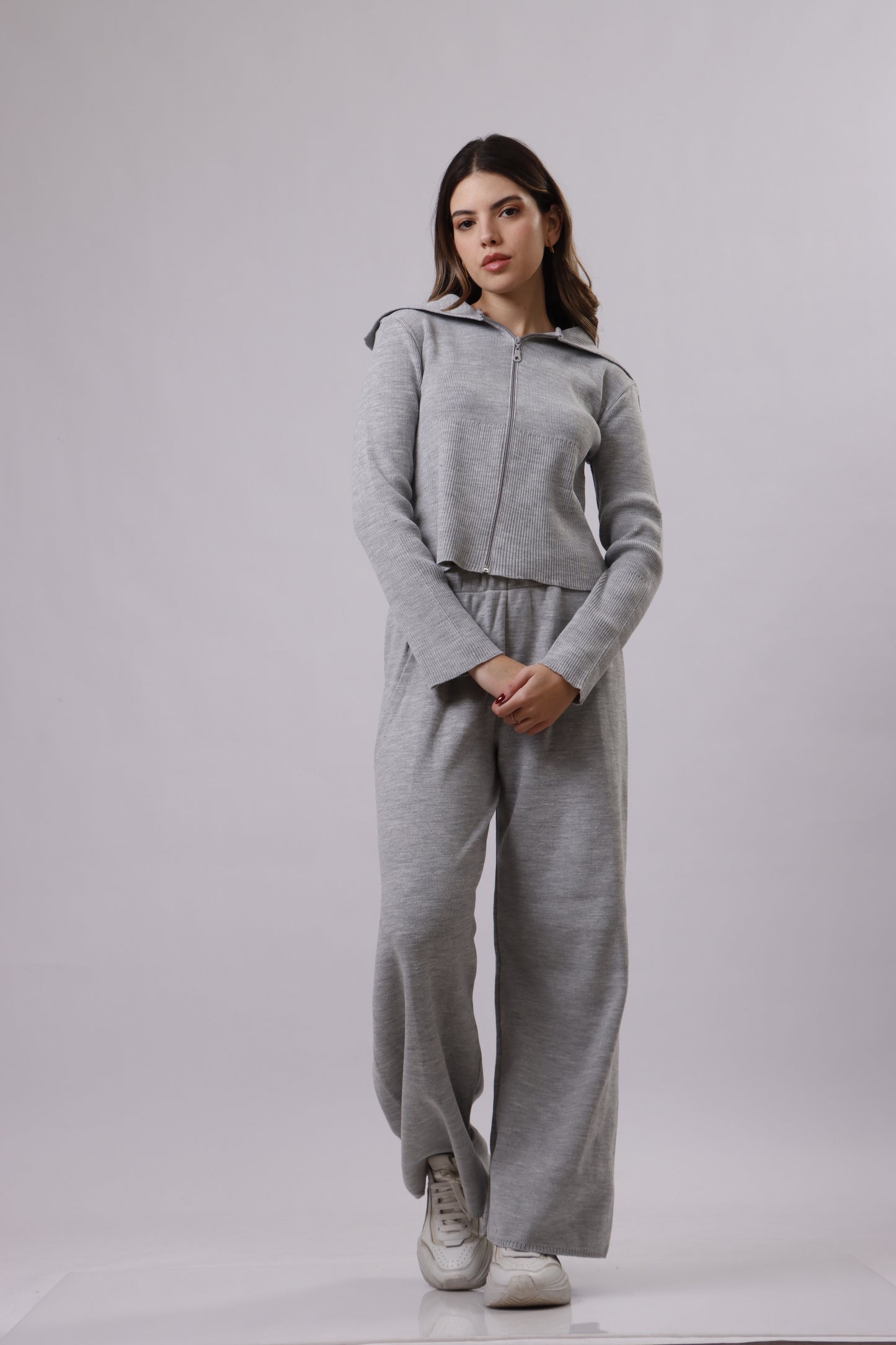 Zipper jacket wool set