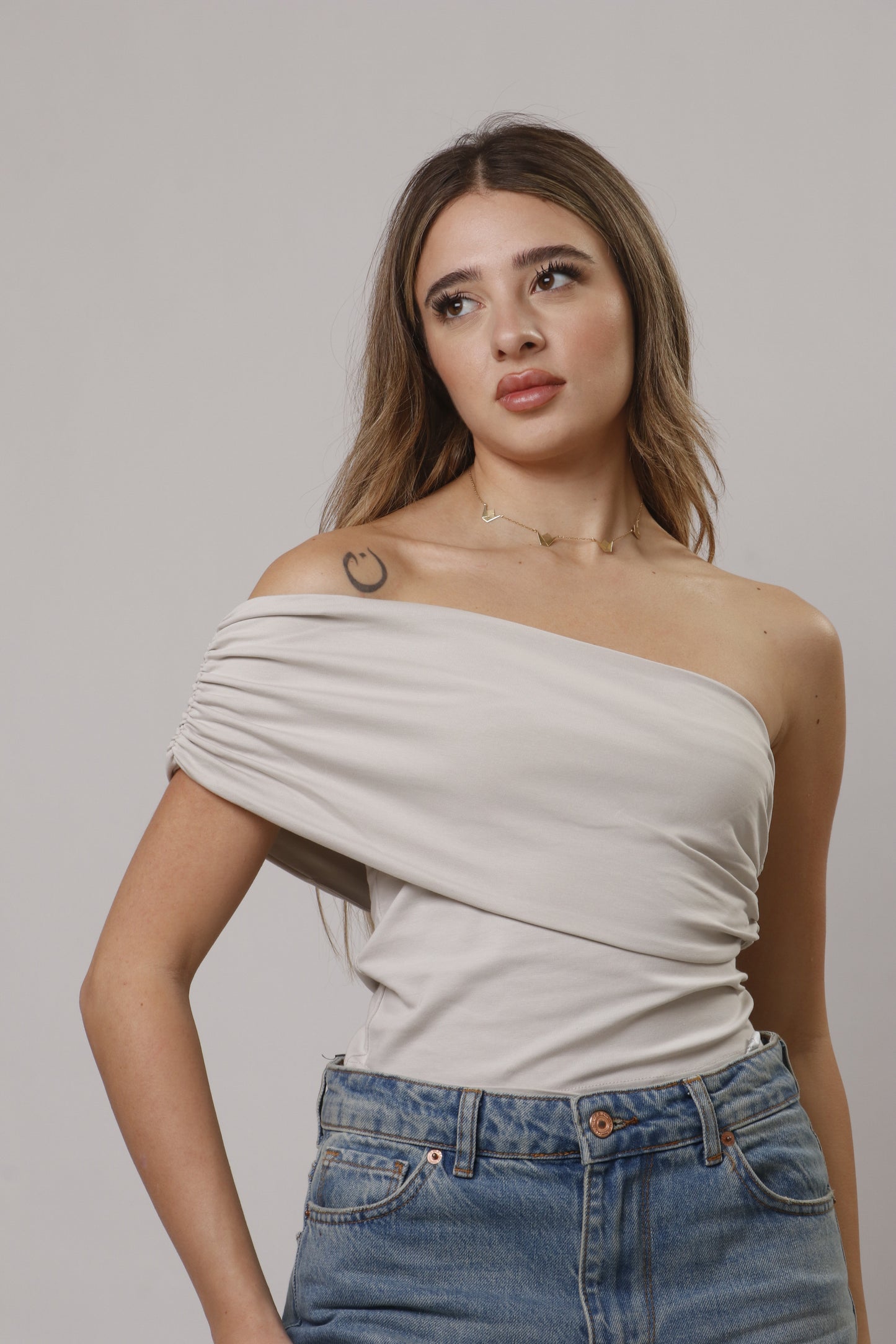 Asymmetric off shoulder top