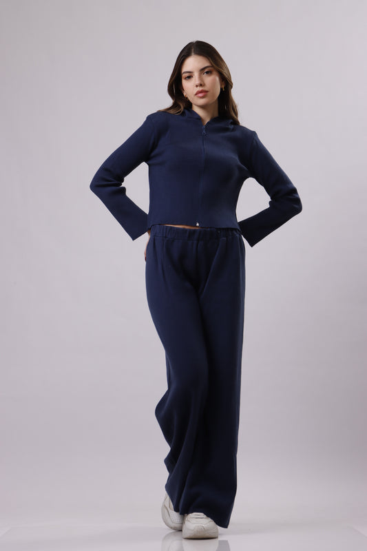 Zipper jacket wool set