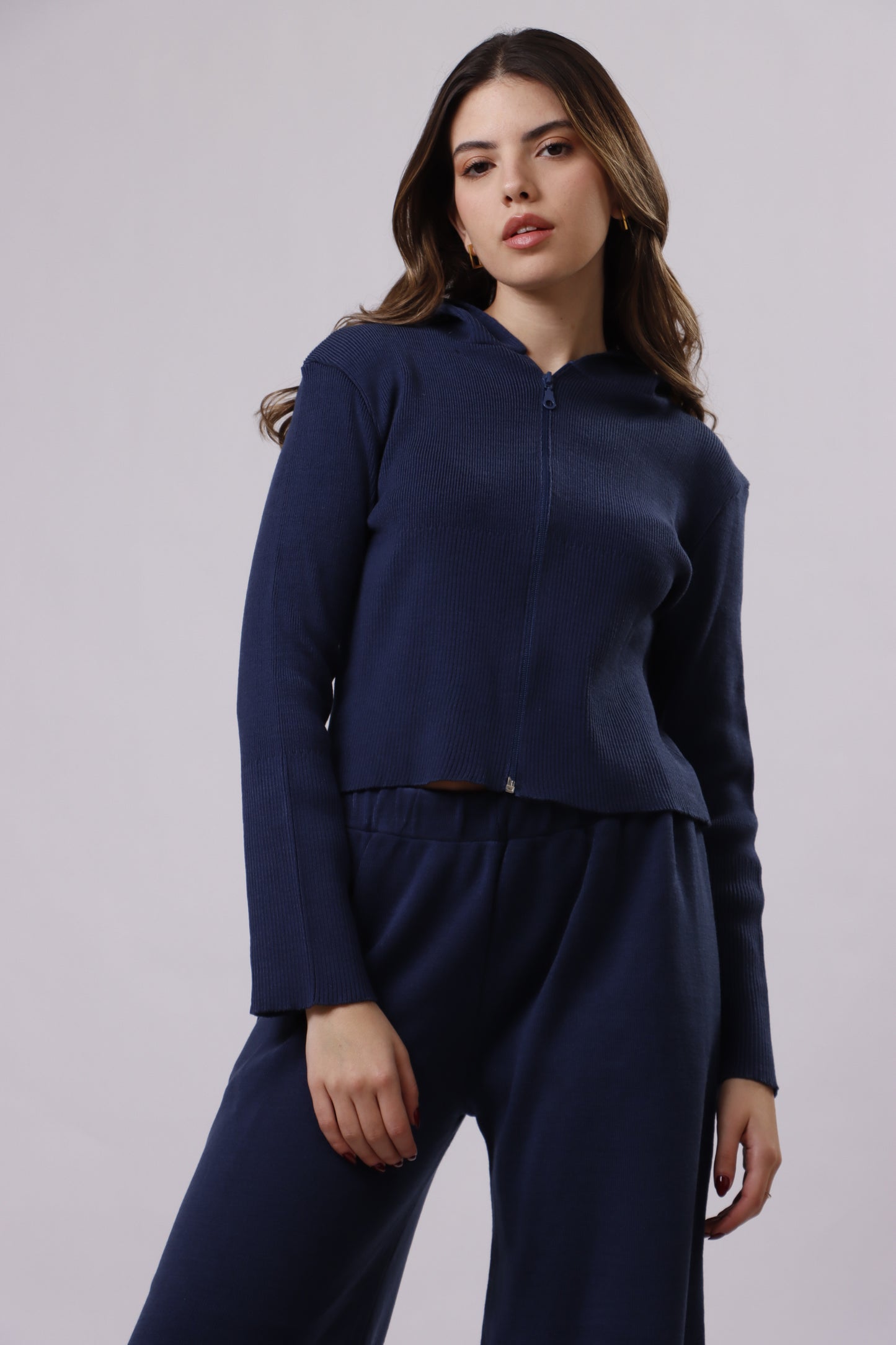 Zipper jacket wool set