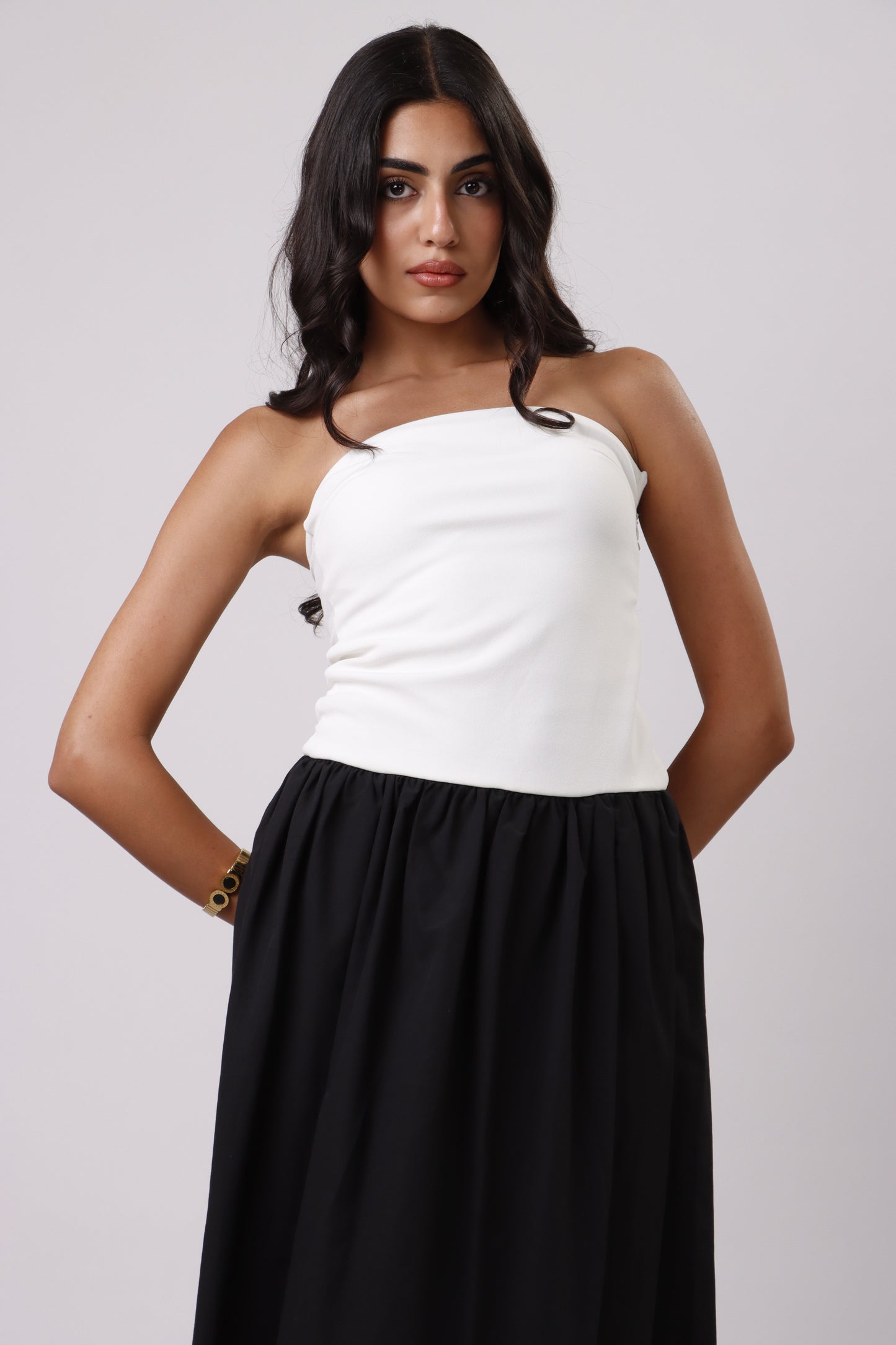 Strapless contrast dress