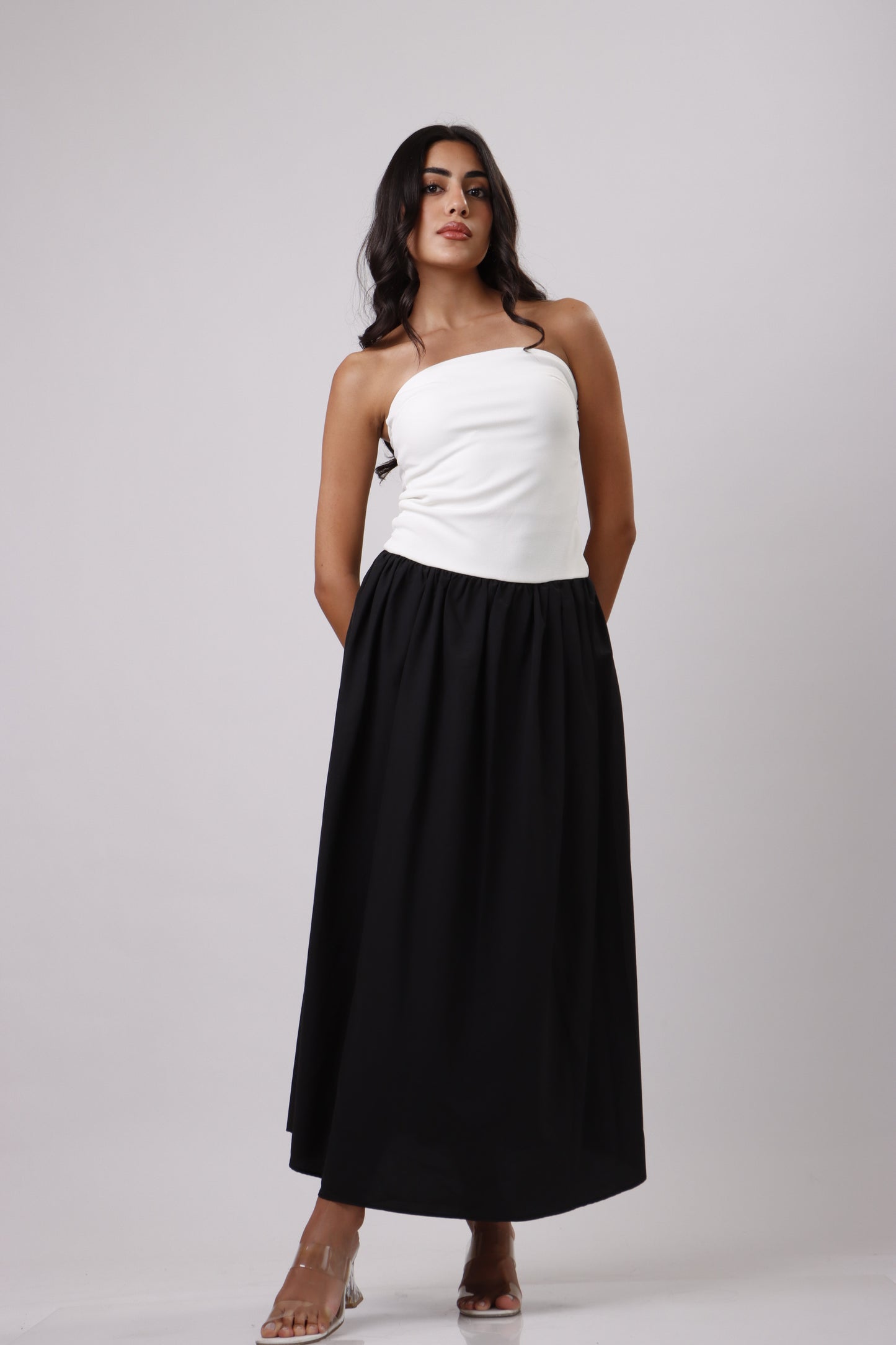 Strapless contrast dress