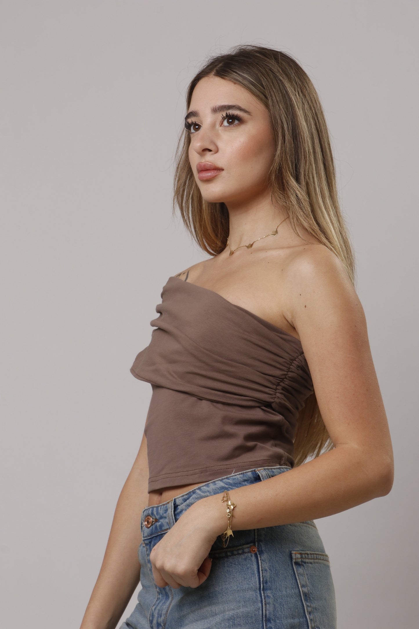 Asymmetric off shoulder top