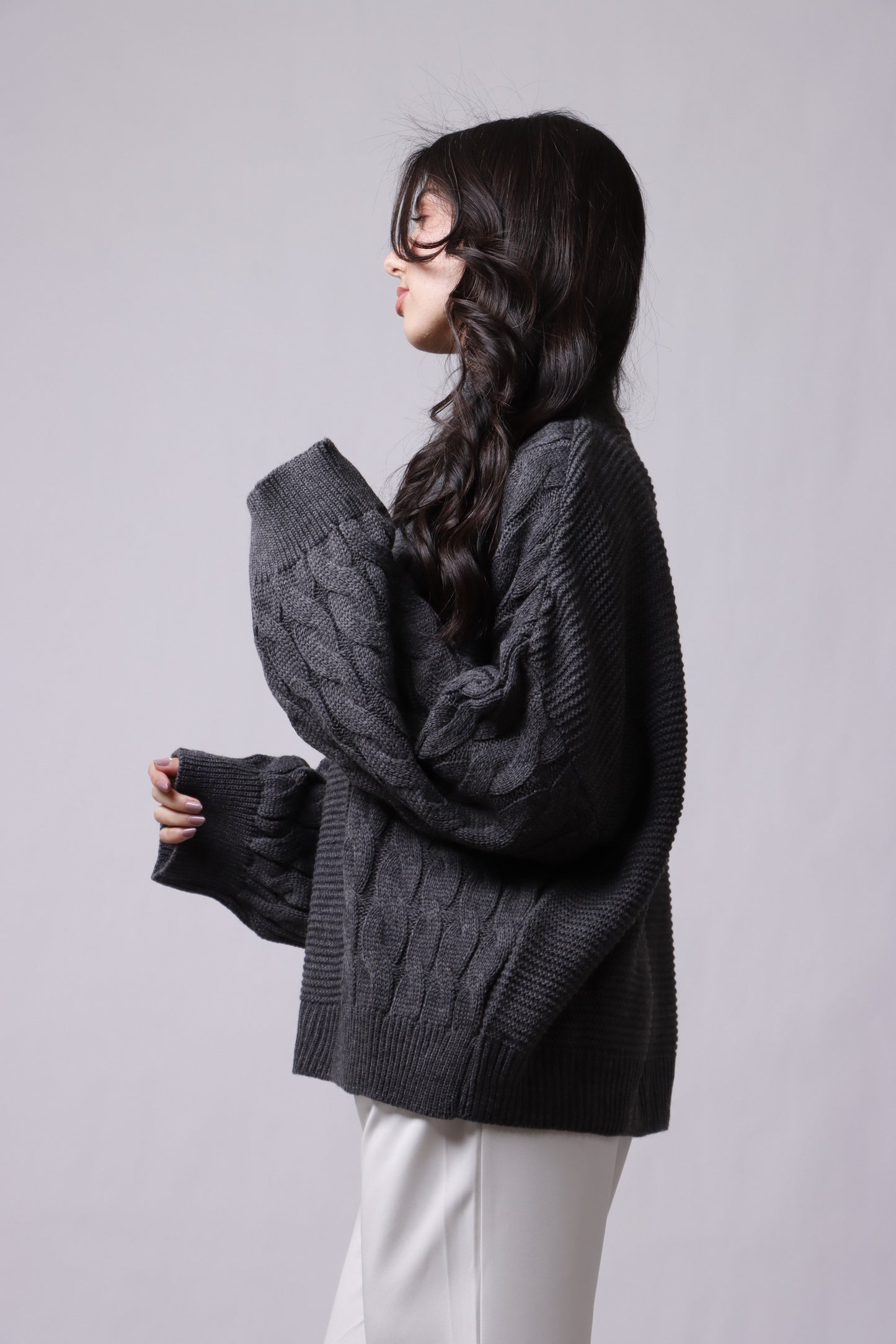 Braided wool sweater