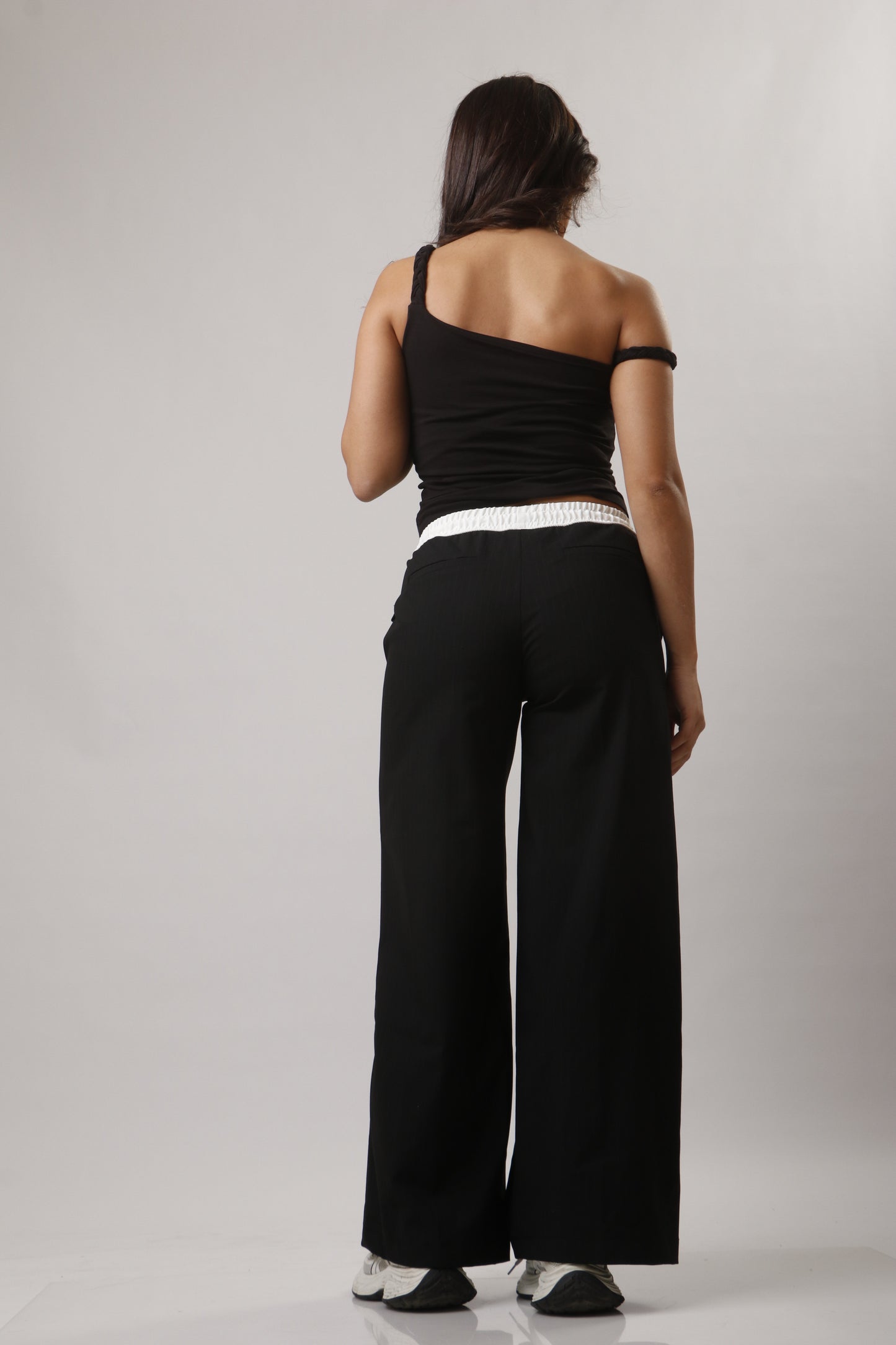 Waistband contrast striped trousers