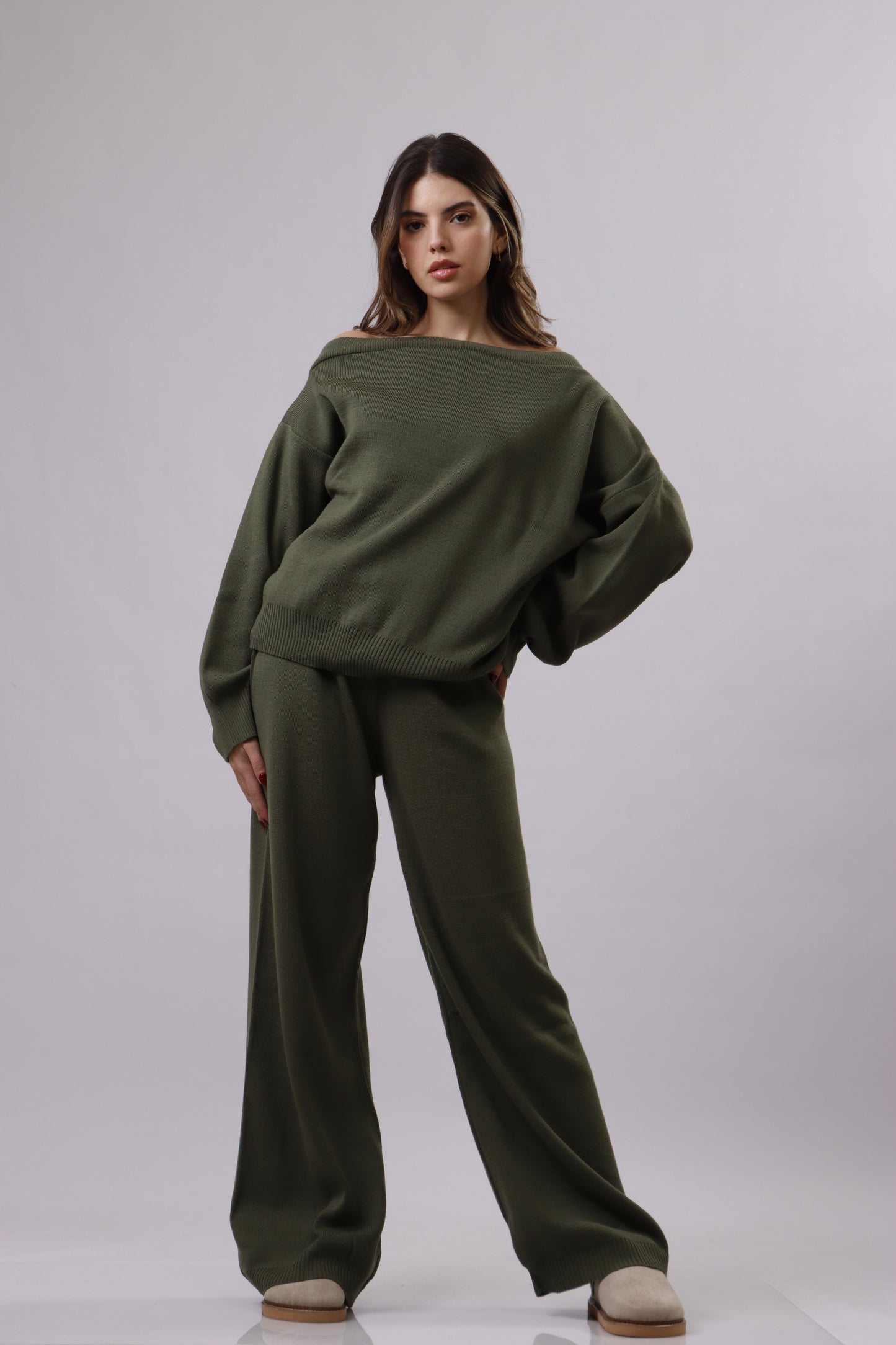 Asymmetrical shoulder wool set