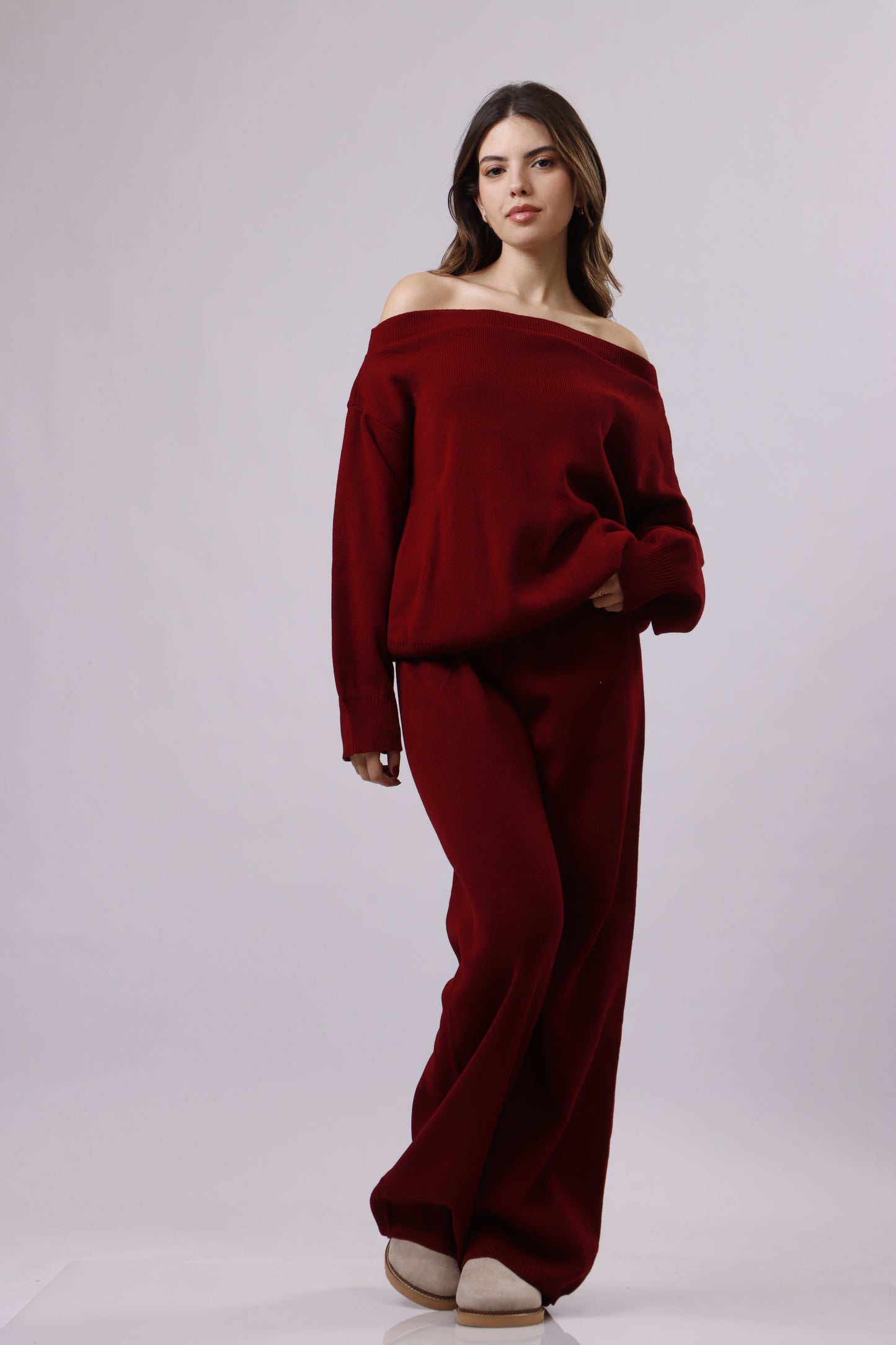 Asymmetrical shoulder wool set