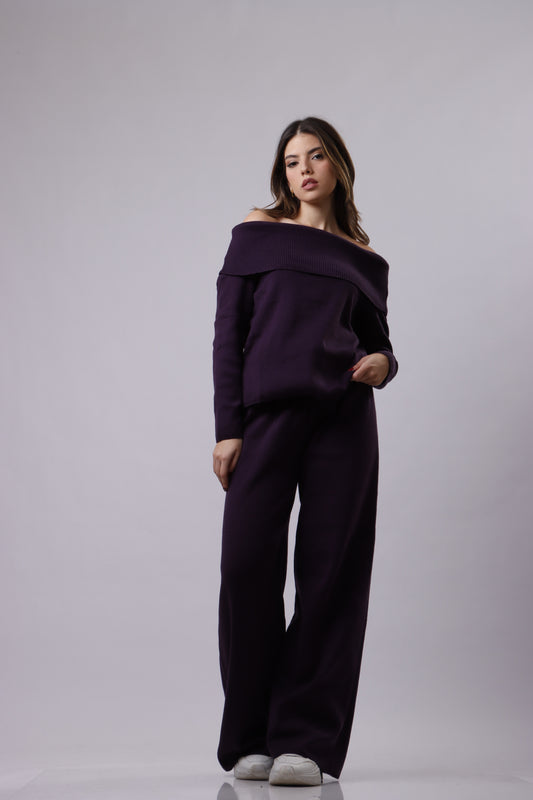 Off shoulder knit set