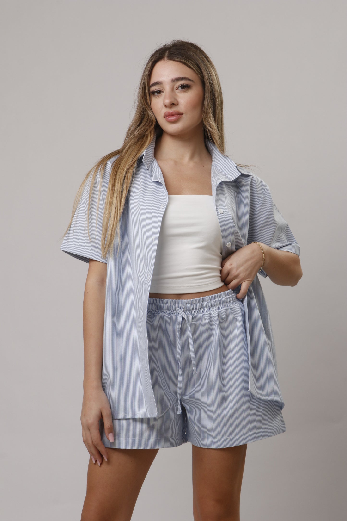 Chemise short striped set
