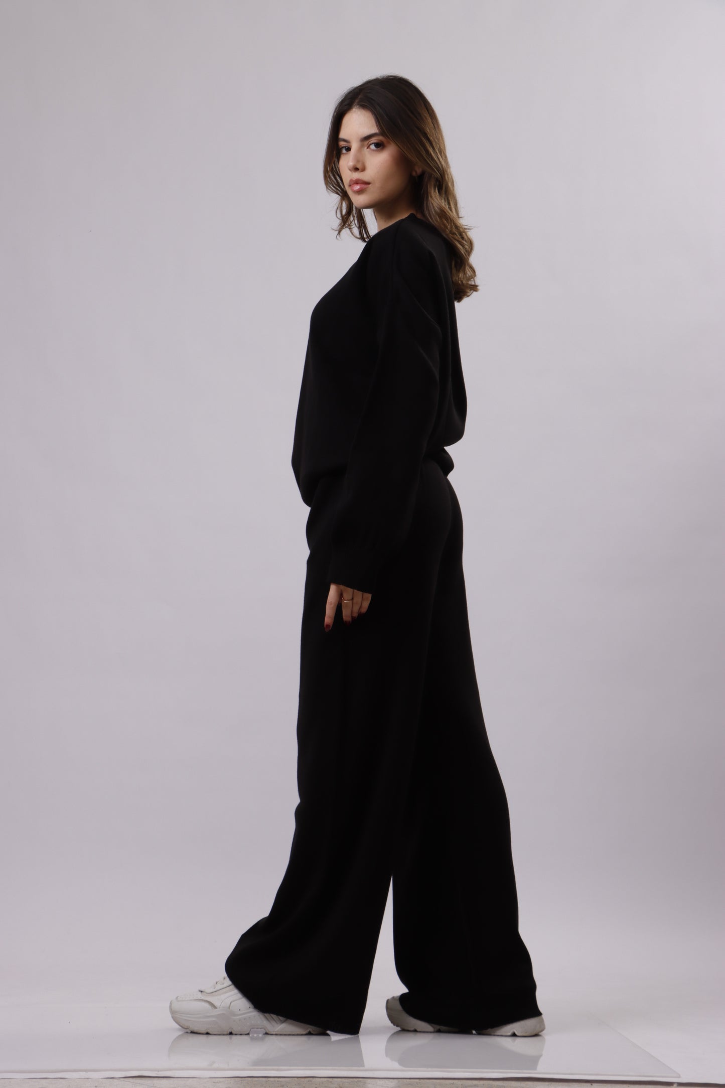 Asymmetrical shoulder wool set