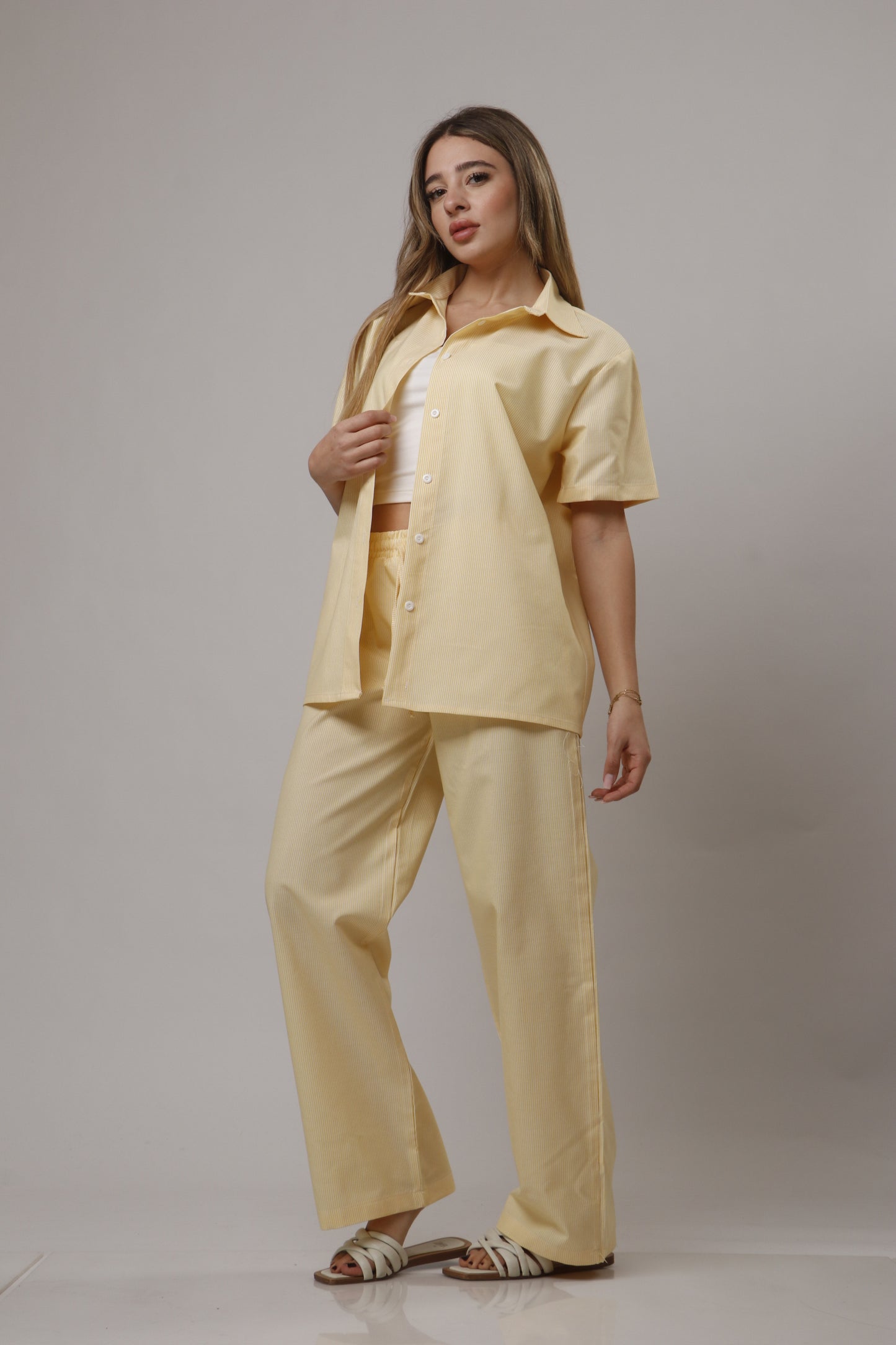 Chemise pant striped set