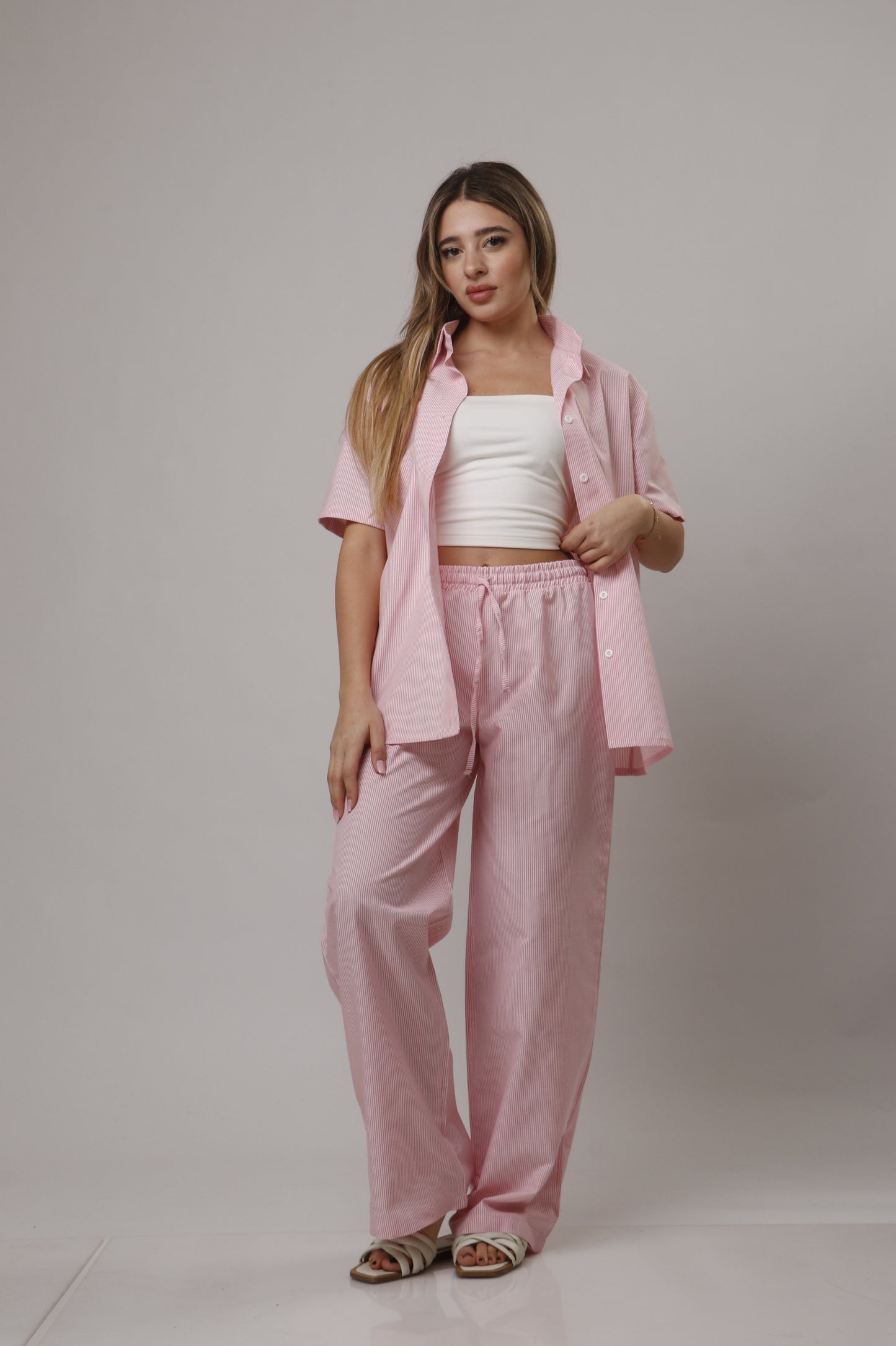 Chemise pant striped set