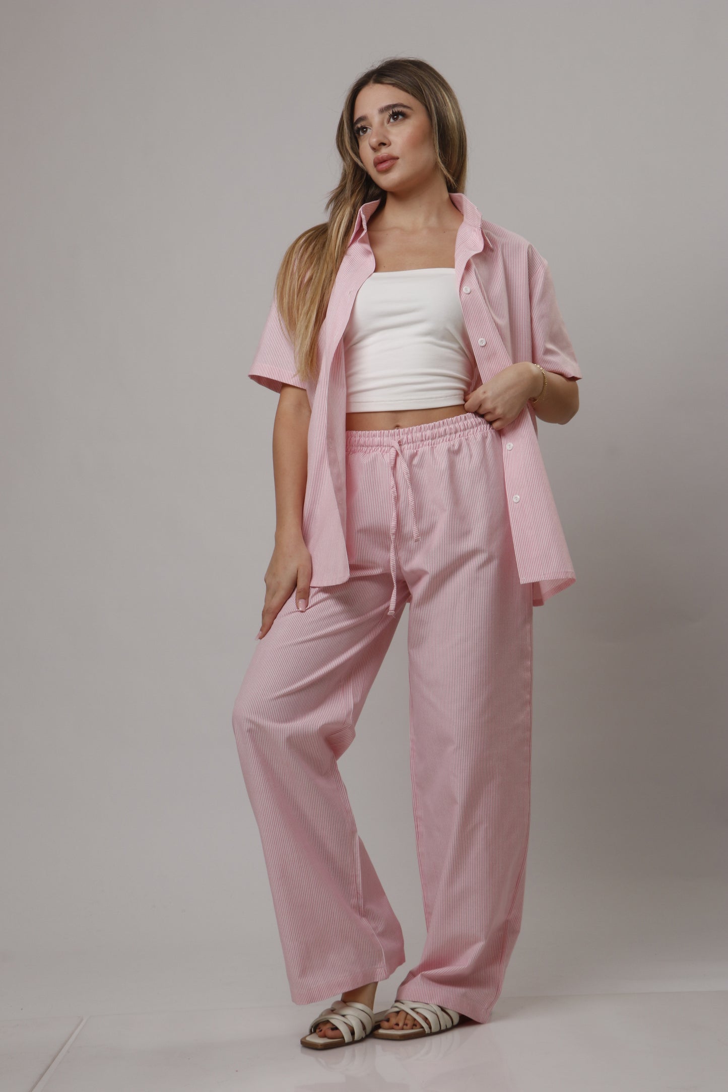 Chemise pant striped set