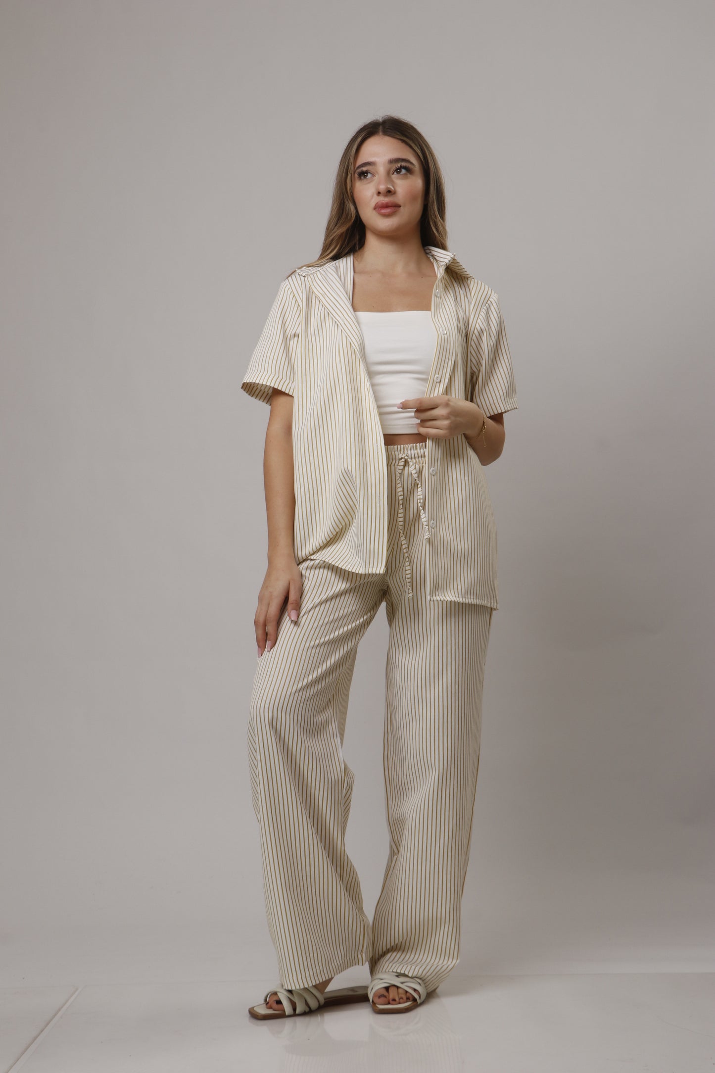 Chemise pant striped set