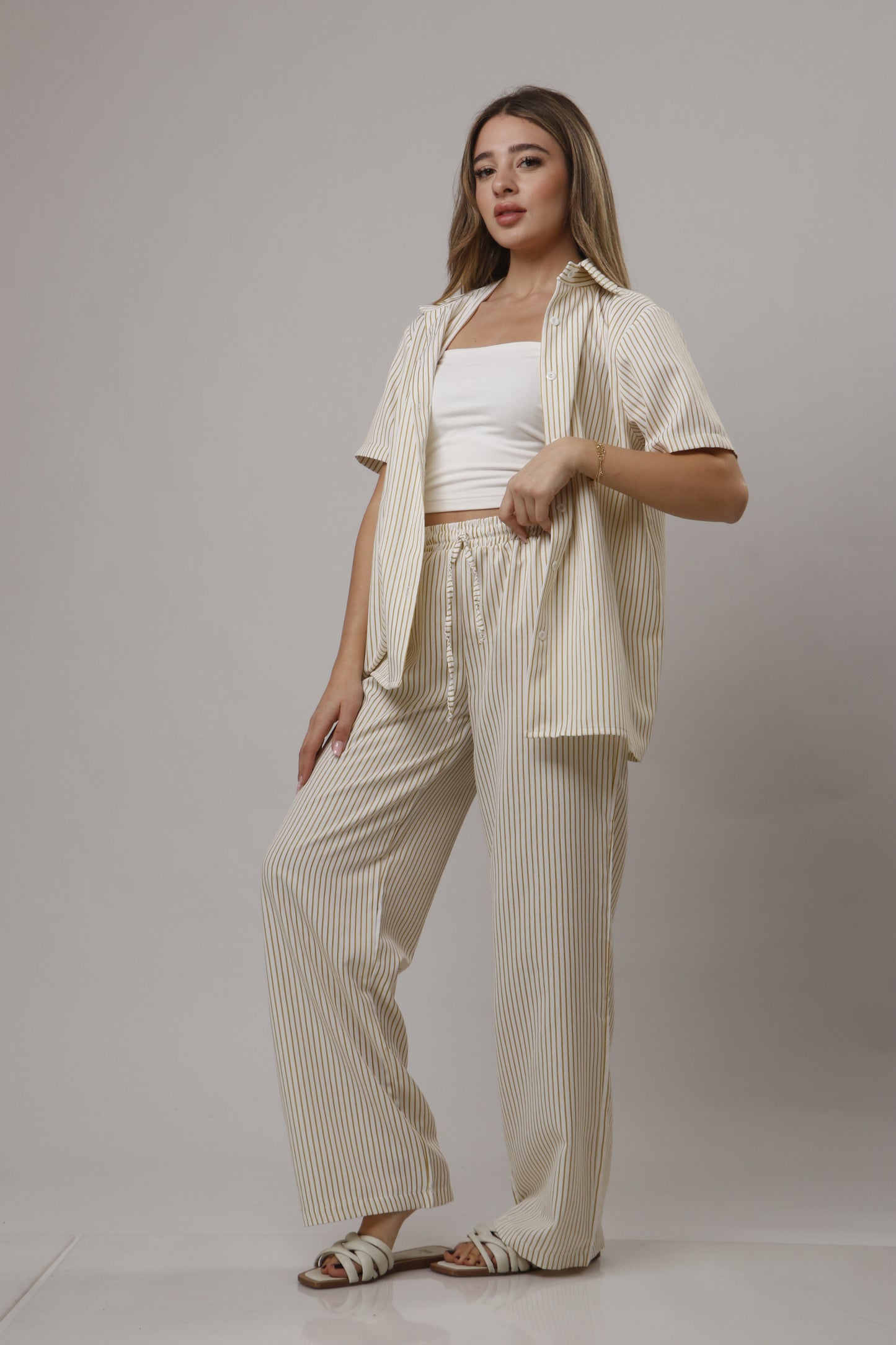 Chemise pant striped set