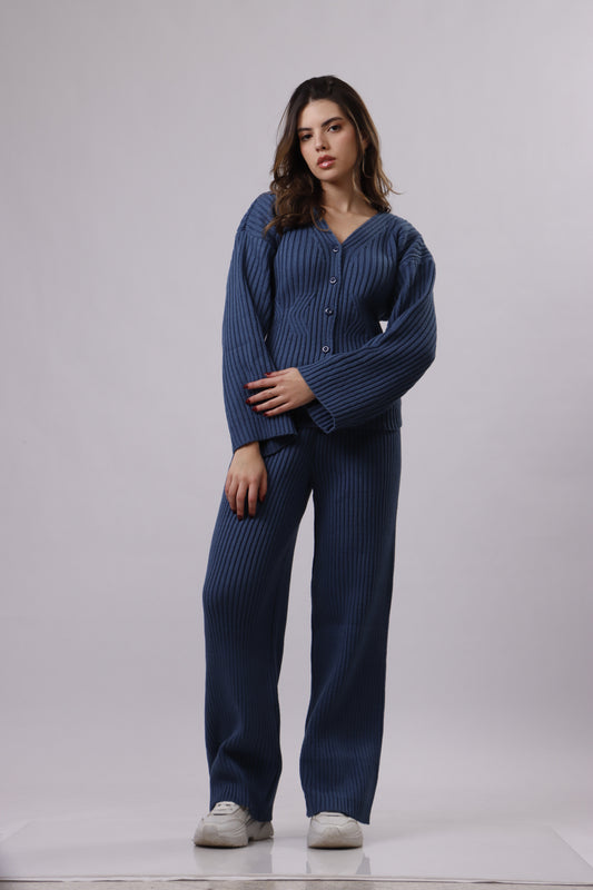 Fitted cardigan wool set