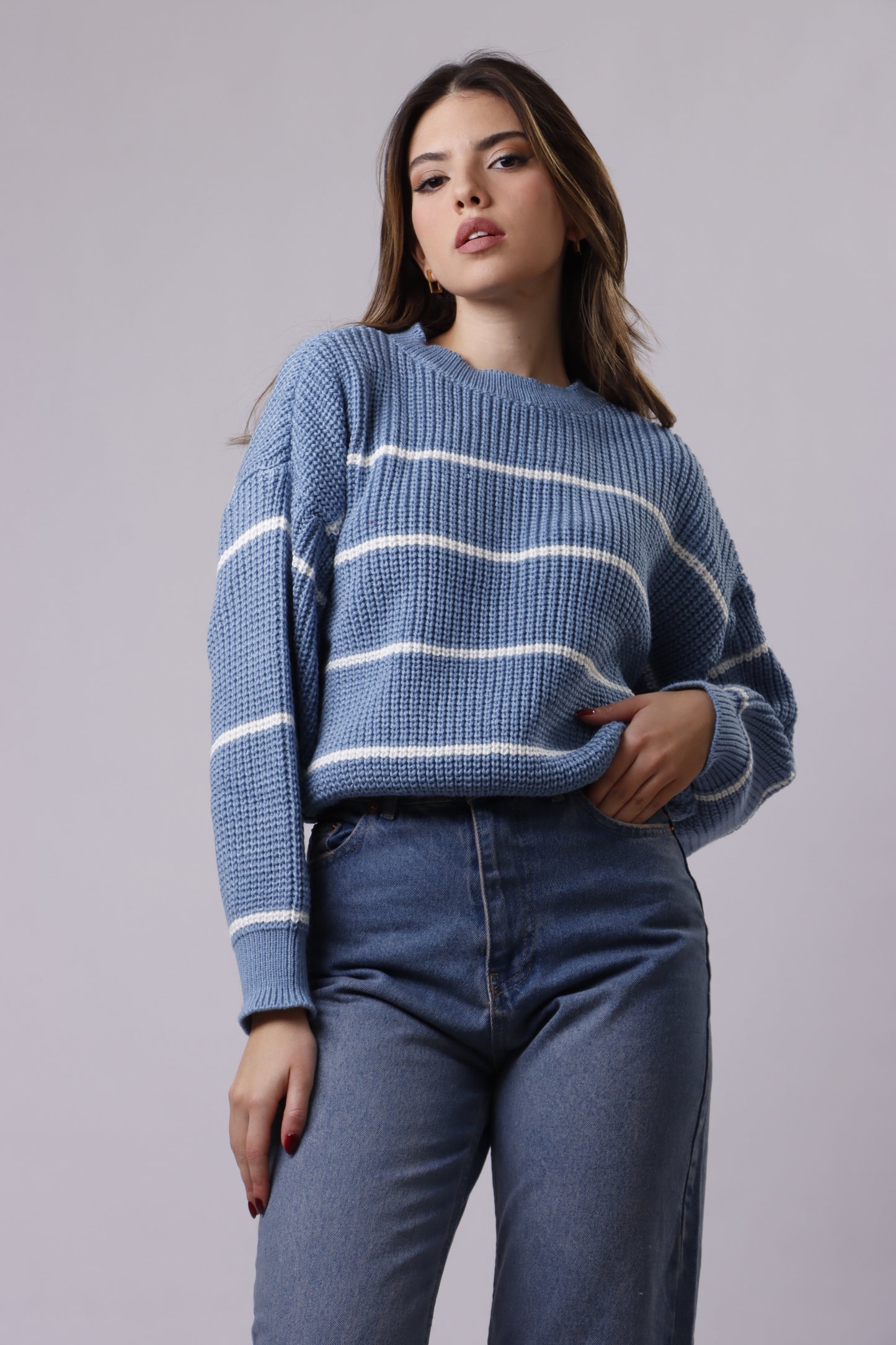 Cloud striped wool top