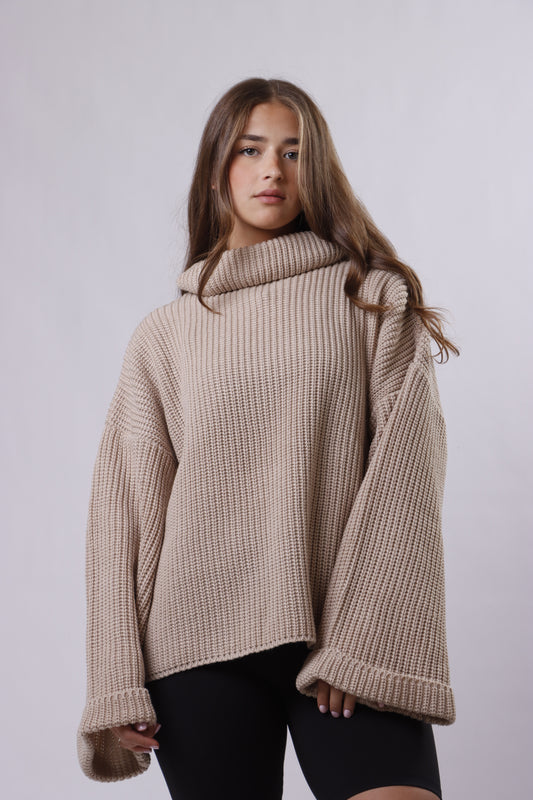 High-neck Wool Top