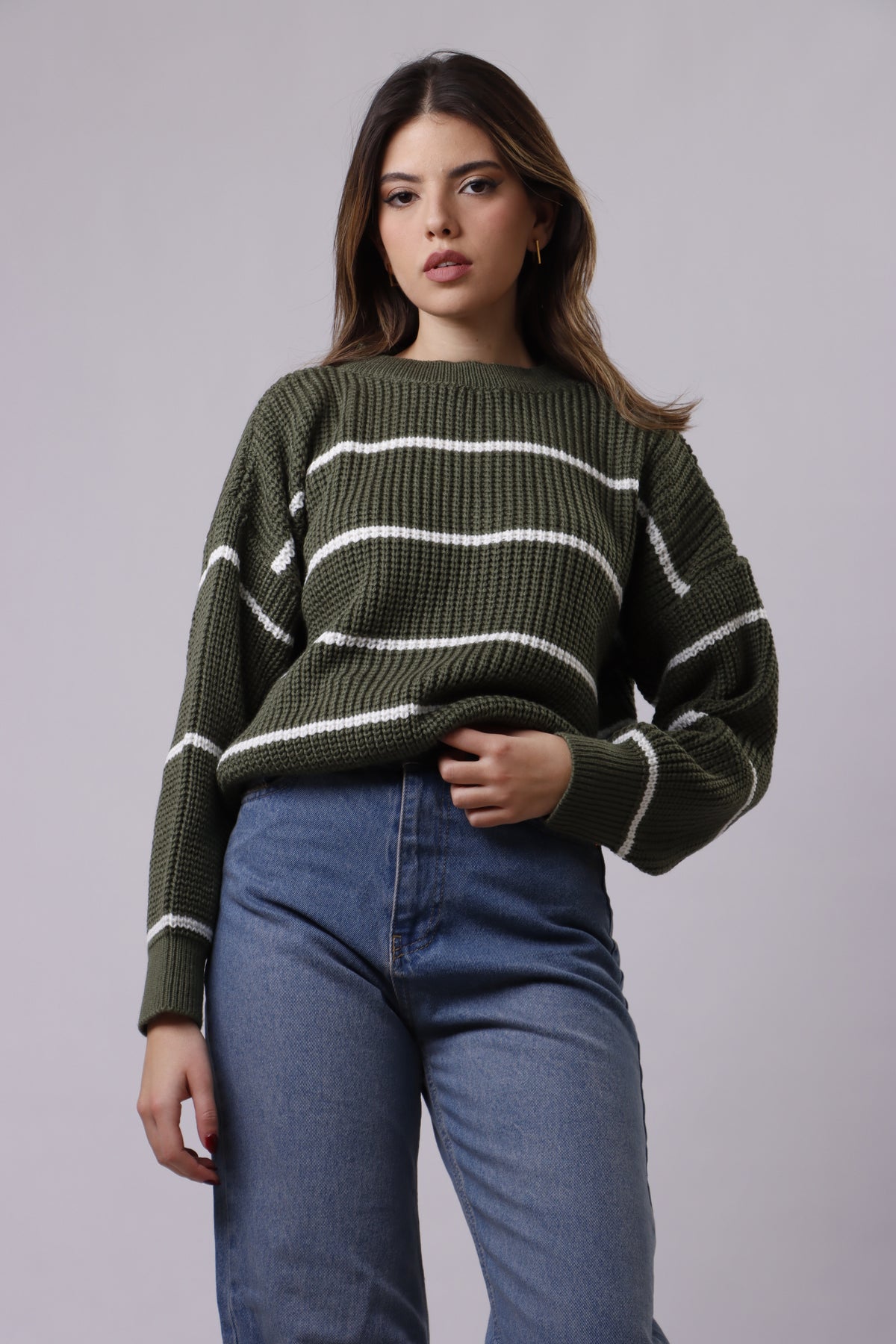 Wool Top In Cloud striped wool top – The Walkers