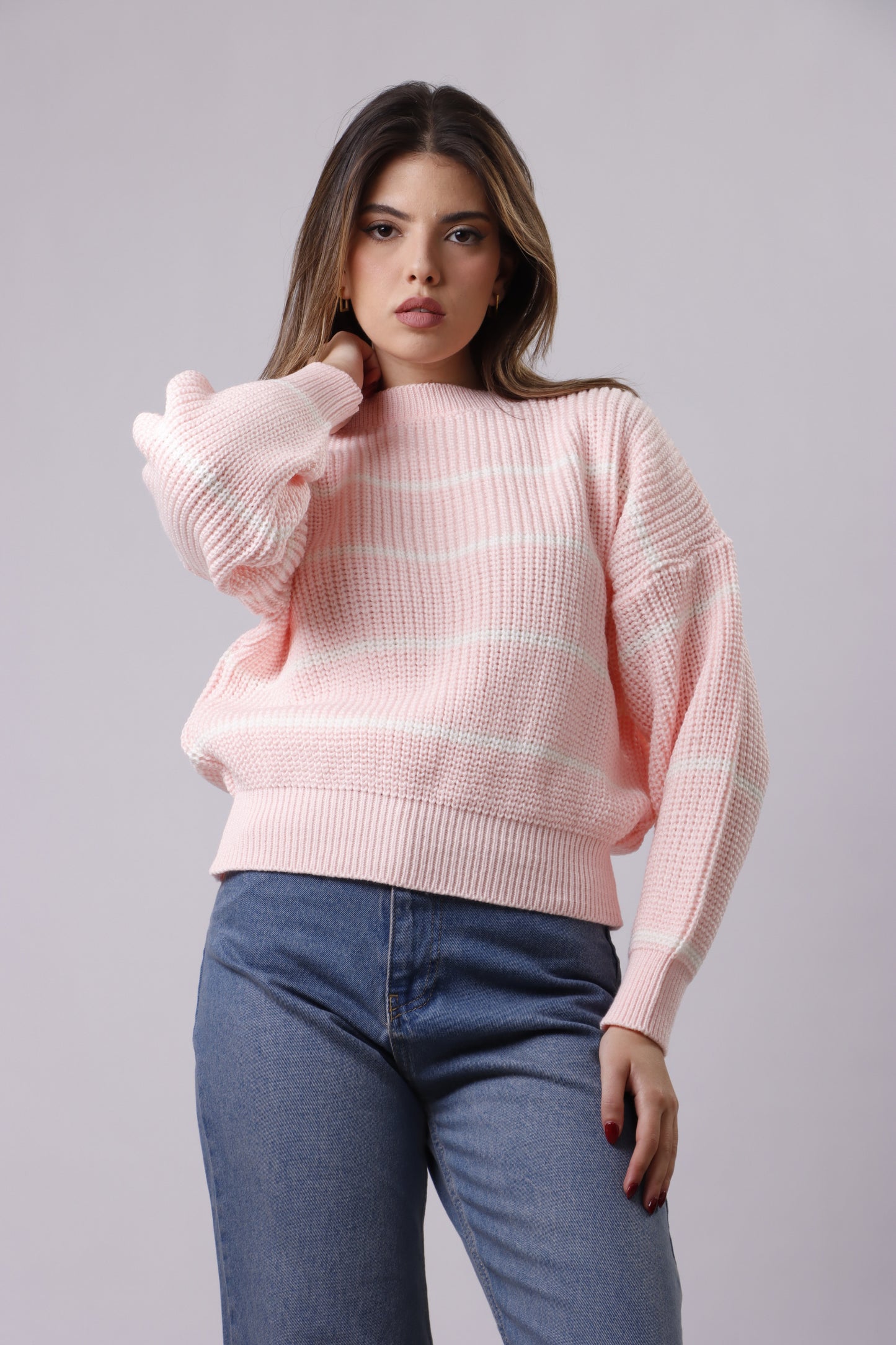 Cloud striped wool top