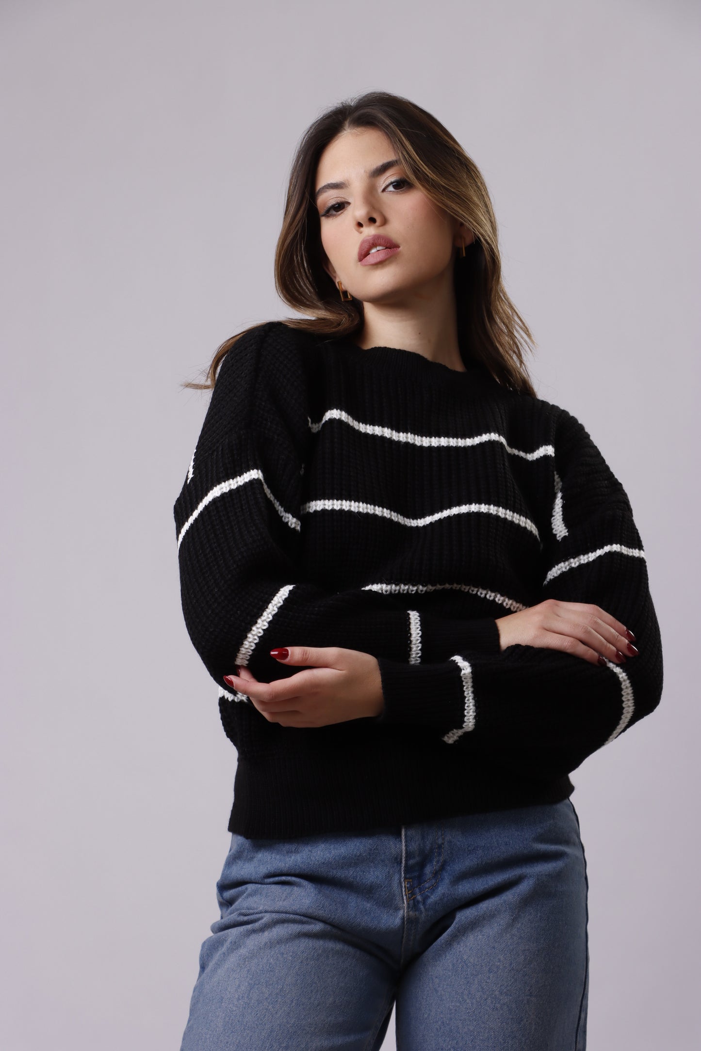 Cloud striped wool top