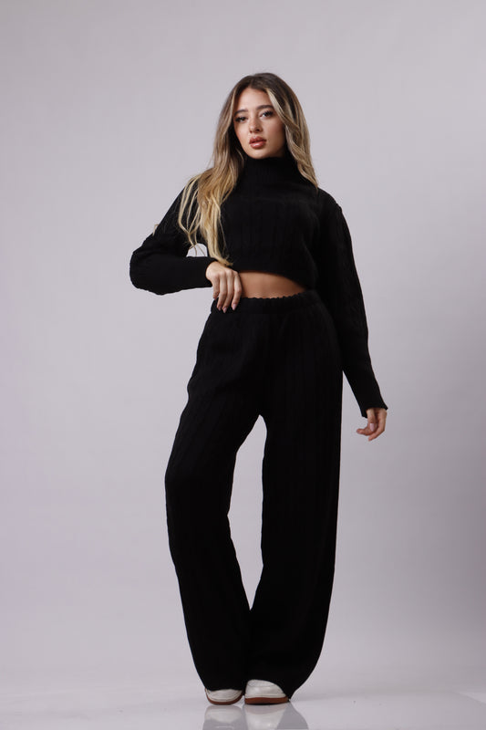 Braided effect cropped set