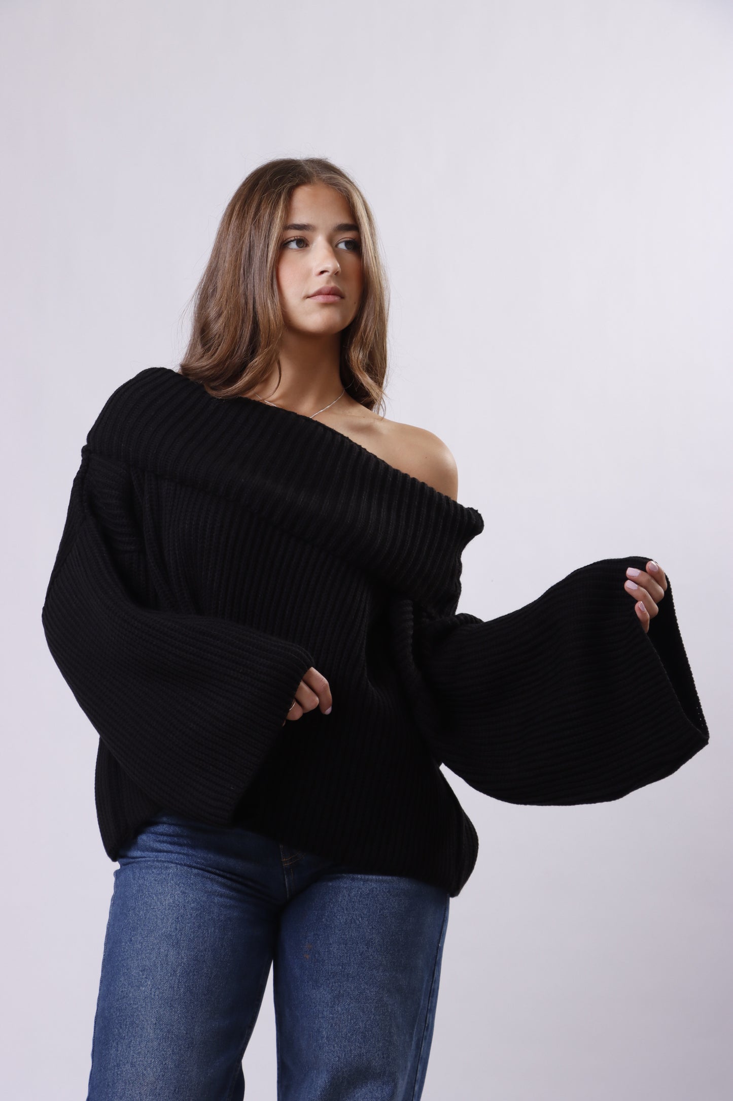 Off Shoulder Wool Top